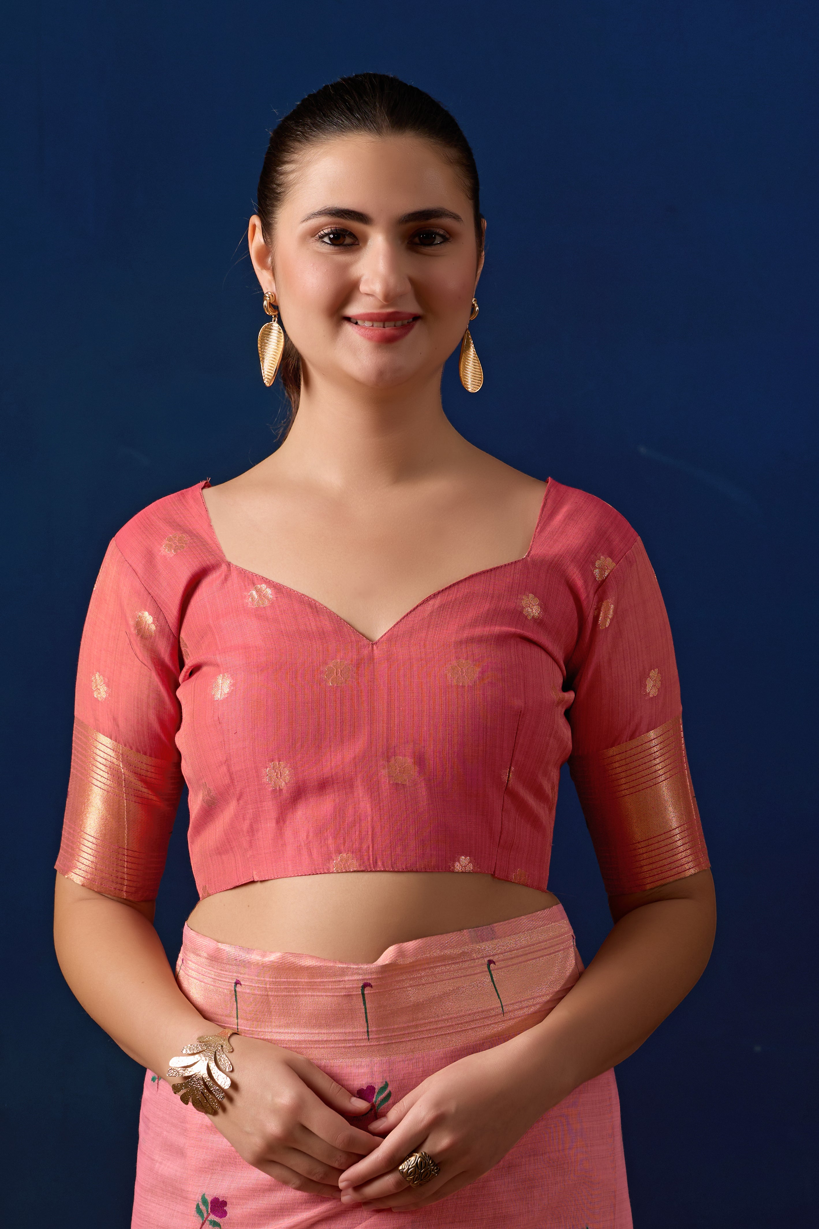 Classic Tree Pallu Paithani Silk Saree in Pink with Dark Pink Contrast