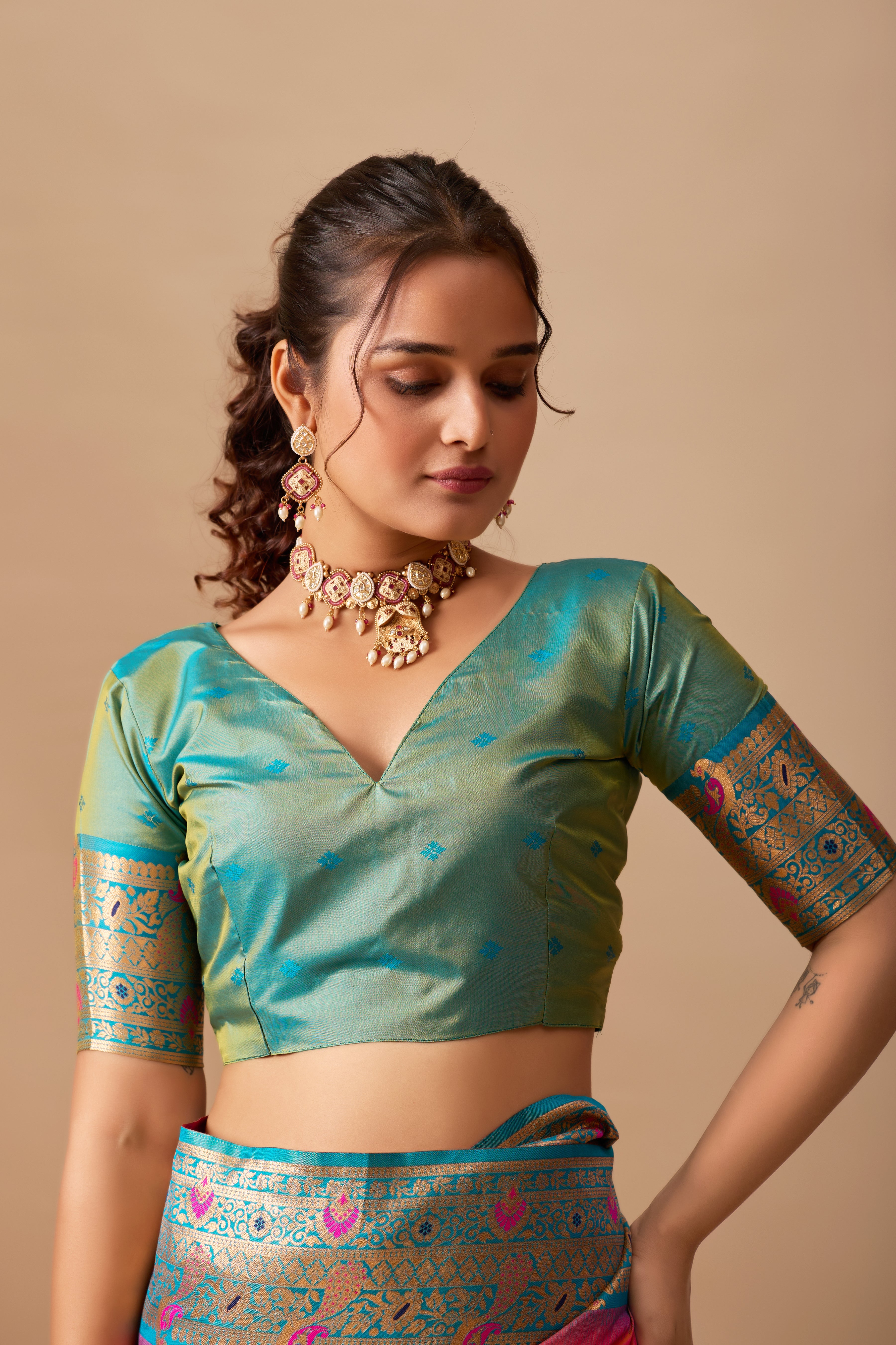 The Heritage Peacock Banarasi Silk Saree in Pink