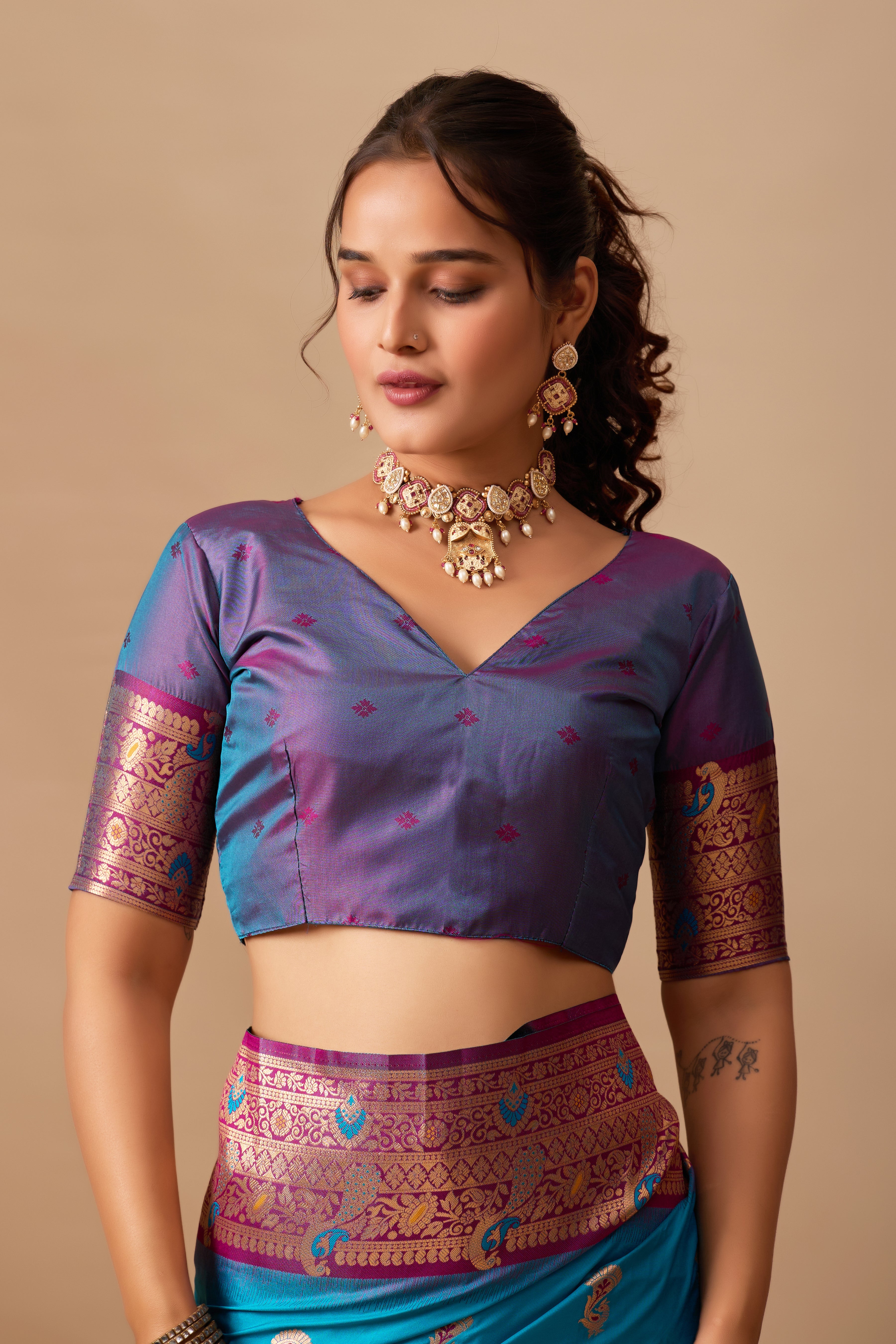 The Heritage Peacock Banarasi Silk Saree in Rama