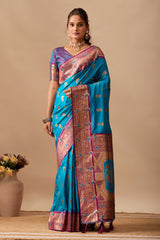 The Heritage Peacock Banarasi Silk Saree in Rama