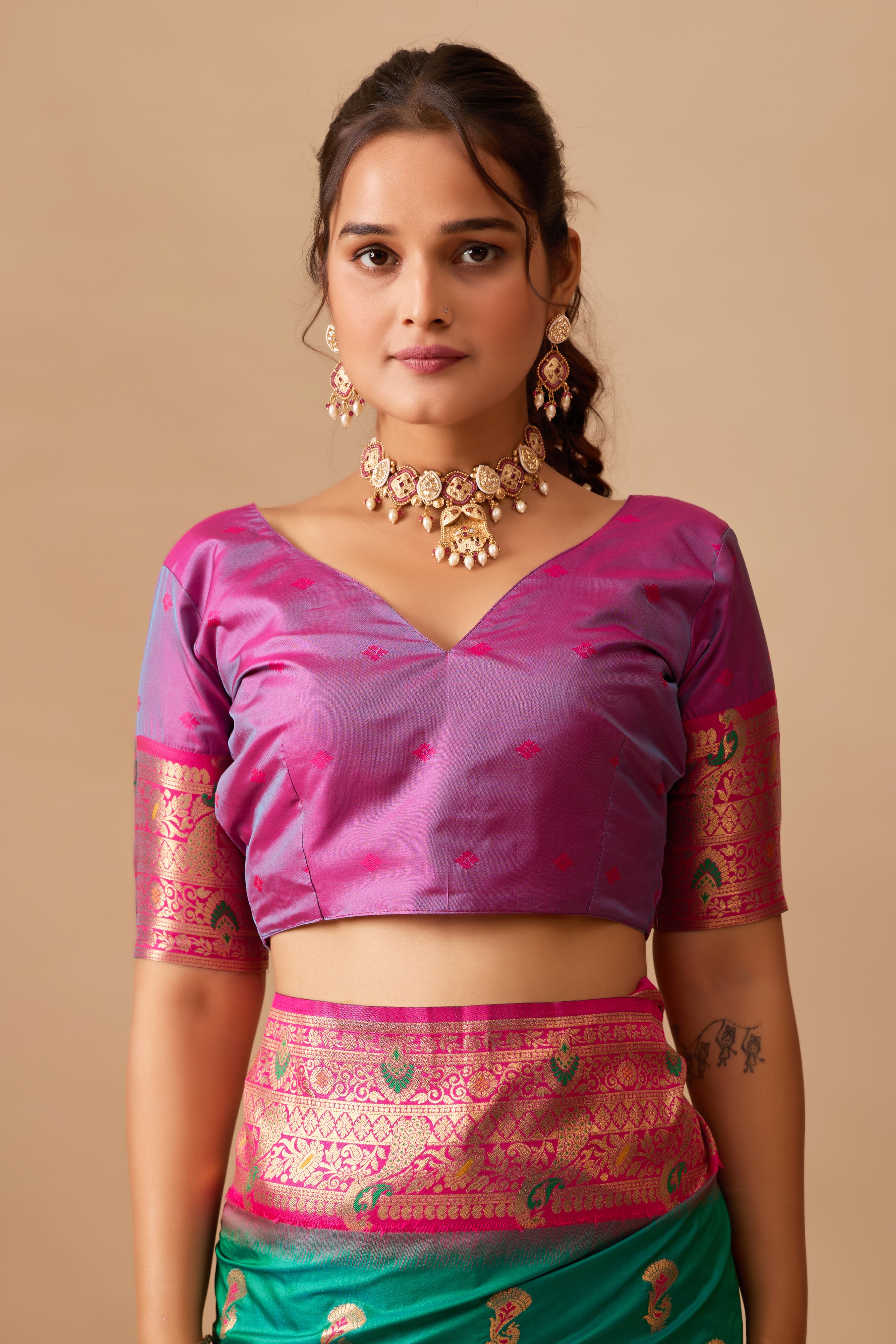 The Heritage Peacock Banarasi Silk Saree in Parrot Green