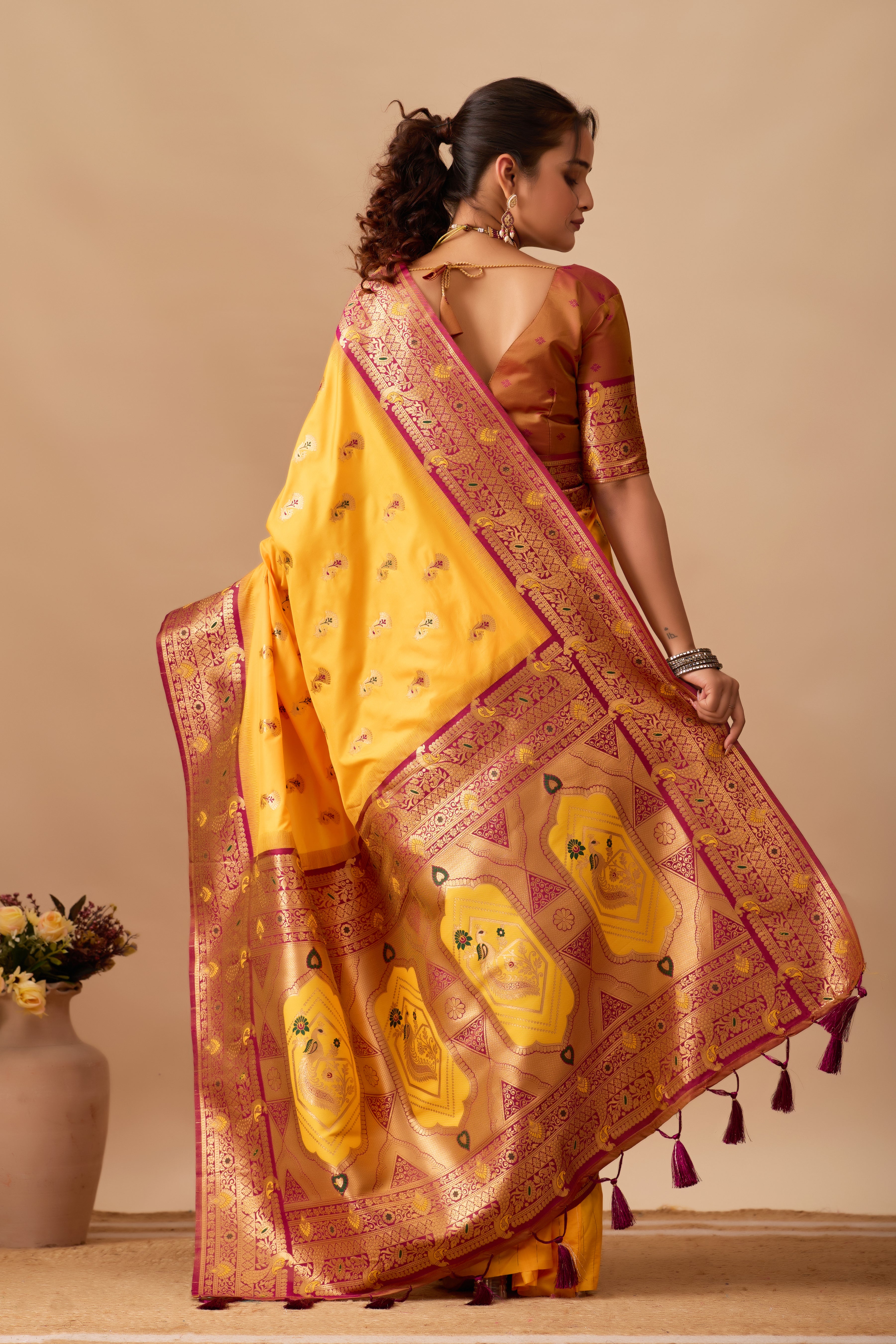 The Heritage Peacock Banarasi Silk Saree in Gold