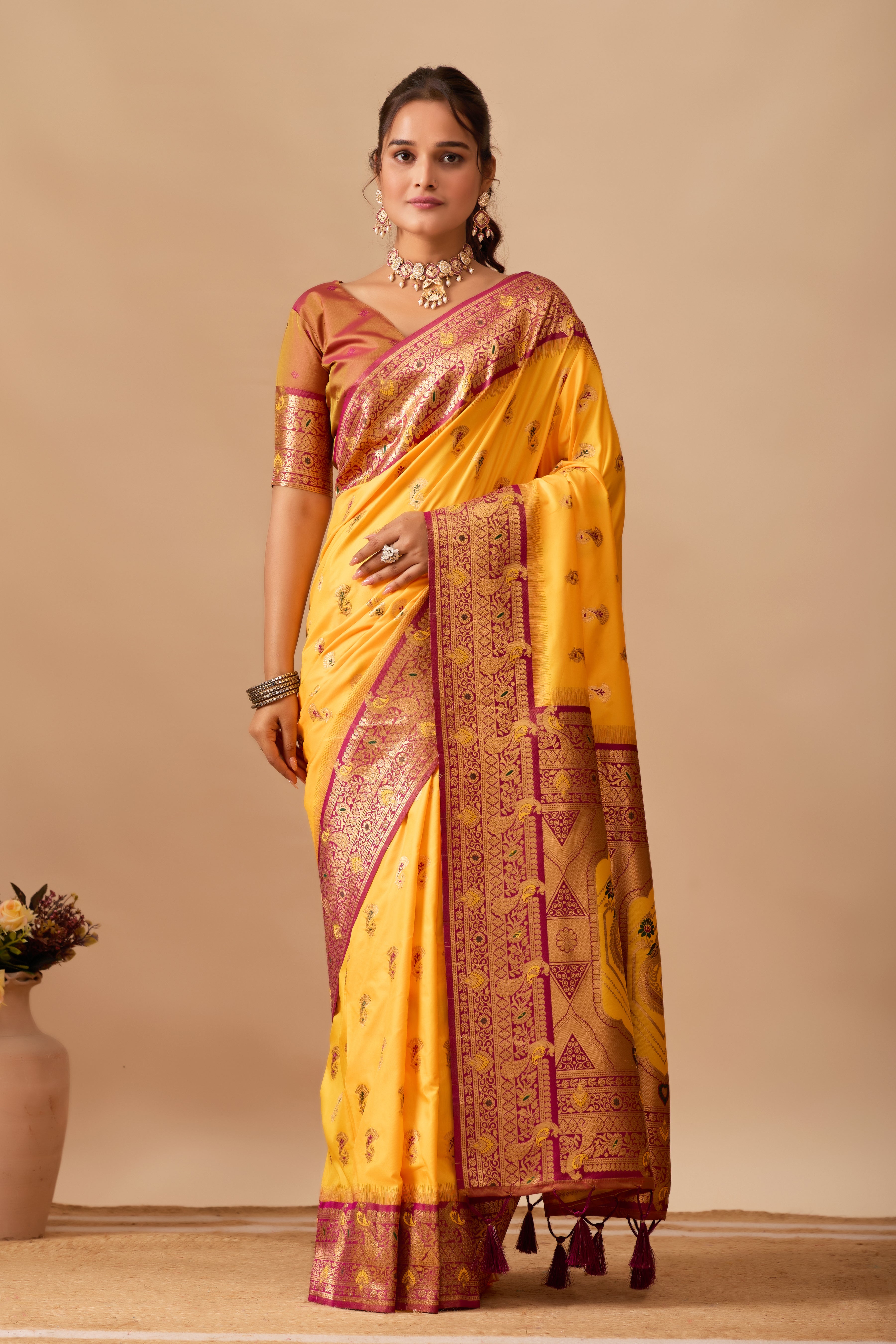 The Heritage Peacock Banarasi Silk Saree in Gold