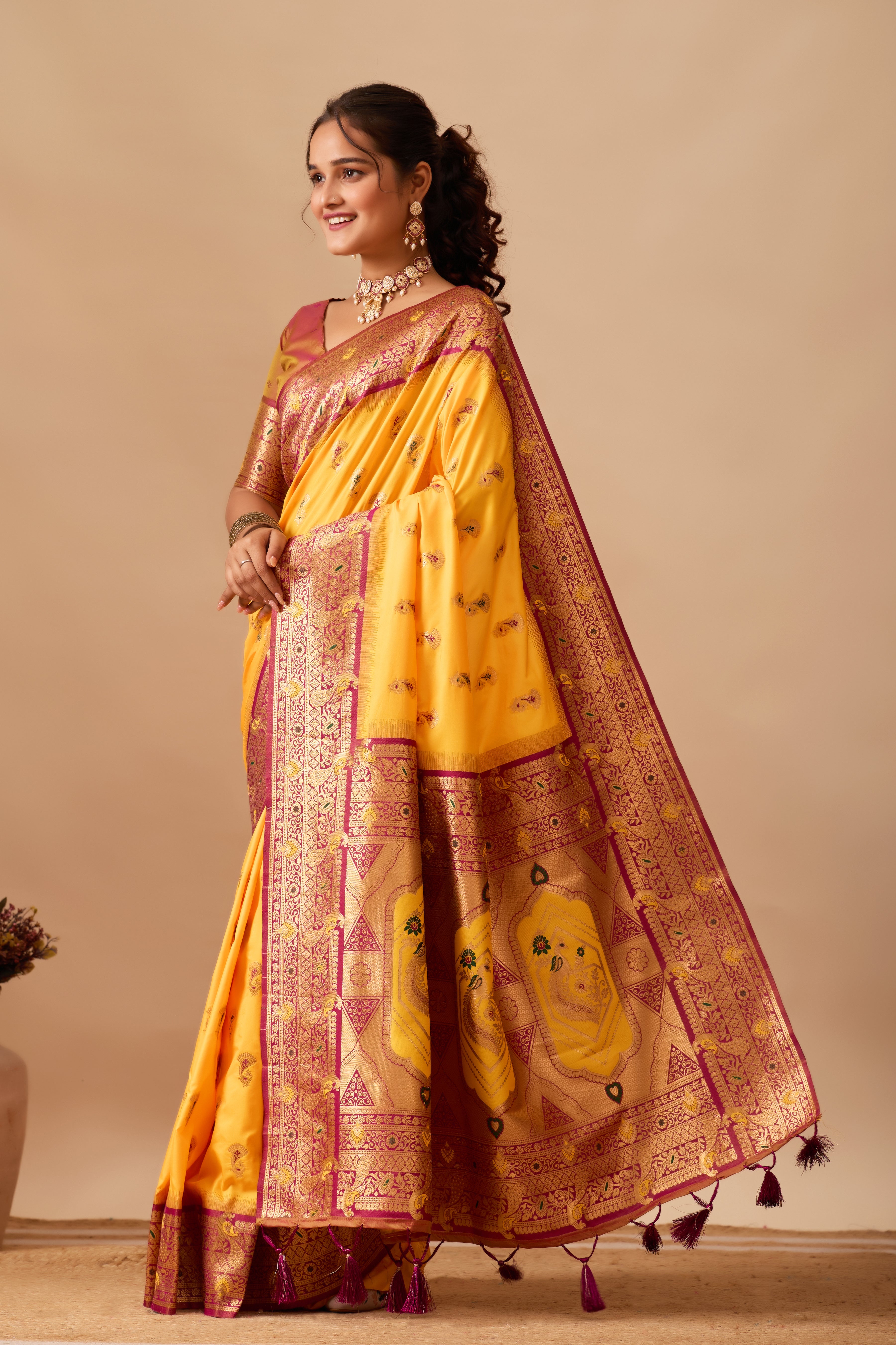 The Heritage Peacock Banarasi Silk Saree in Gold
