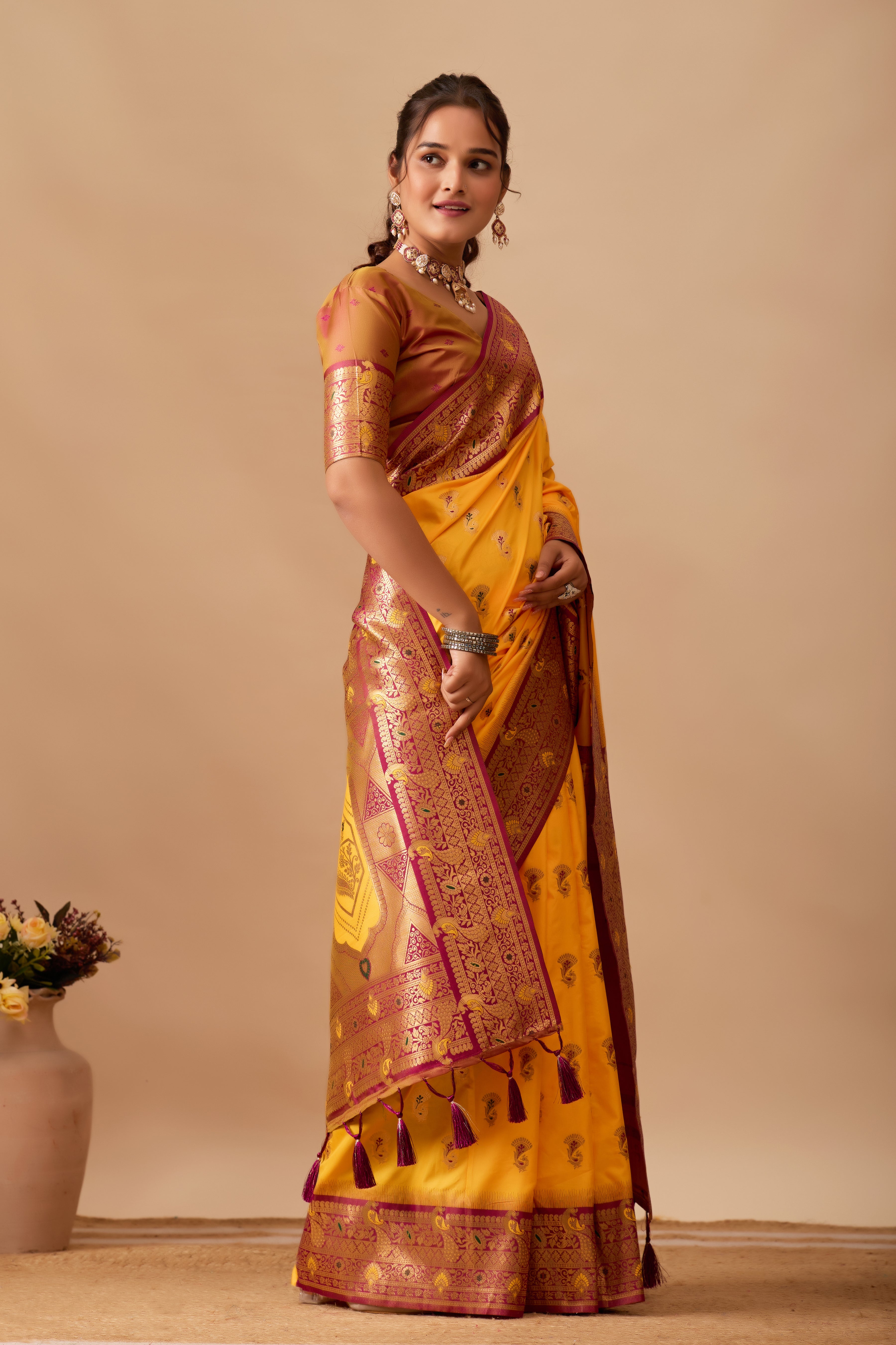 The Heritage Peacock Banarasi Silk Saree in Gold