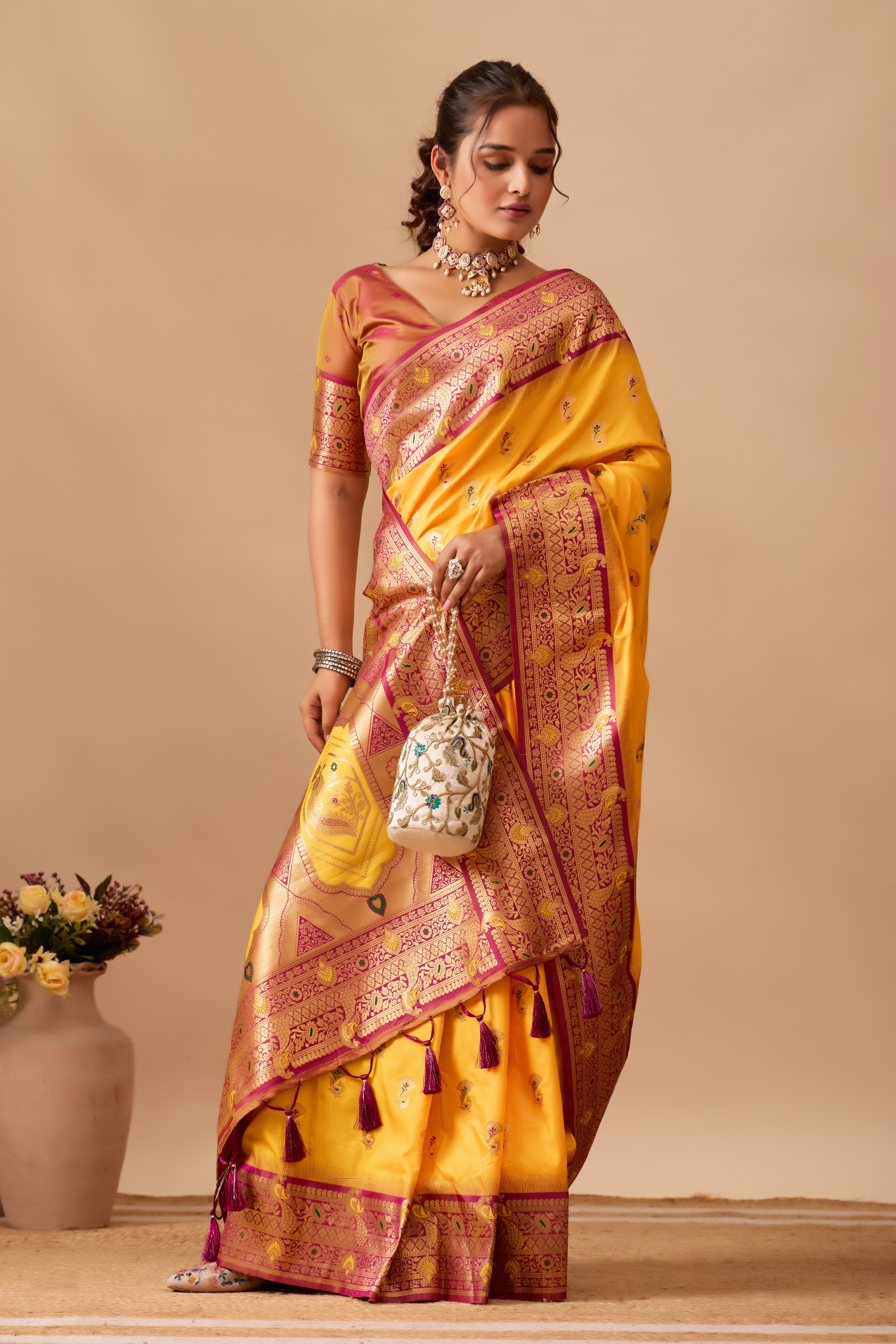 The Heritage Peacock Banarasi Silk Saree in Gold