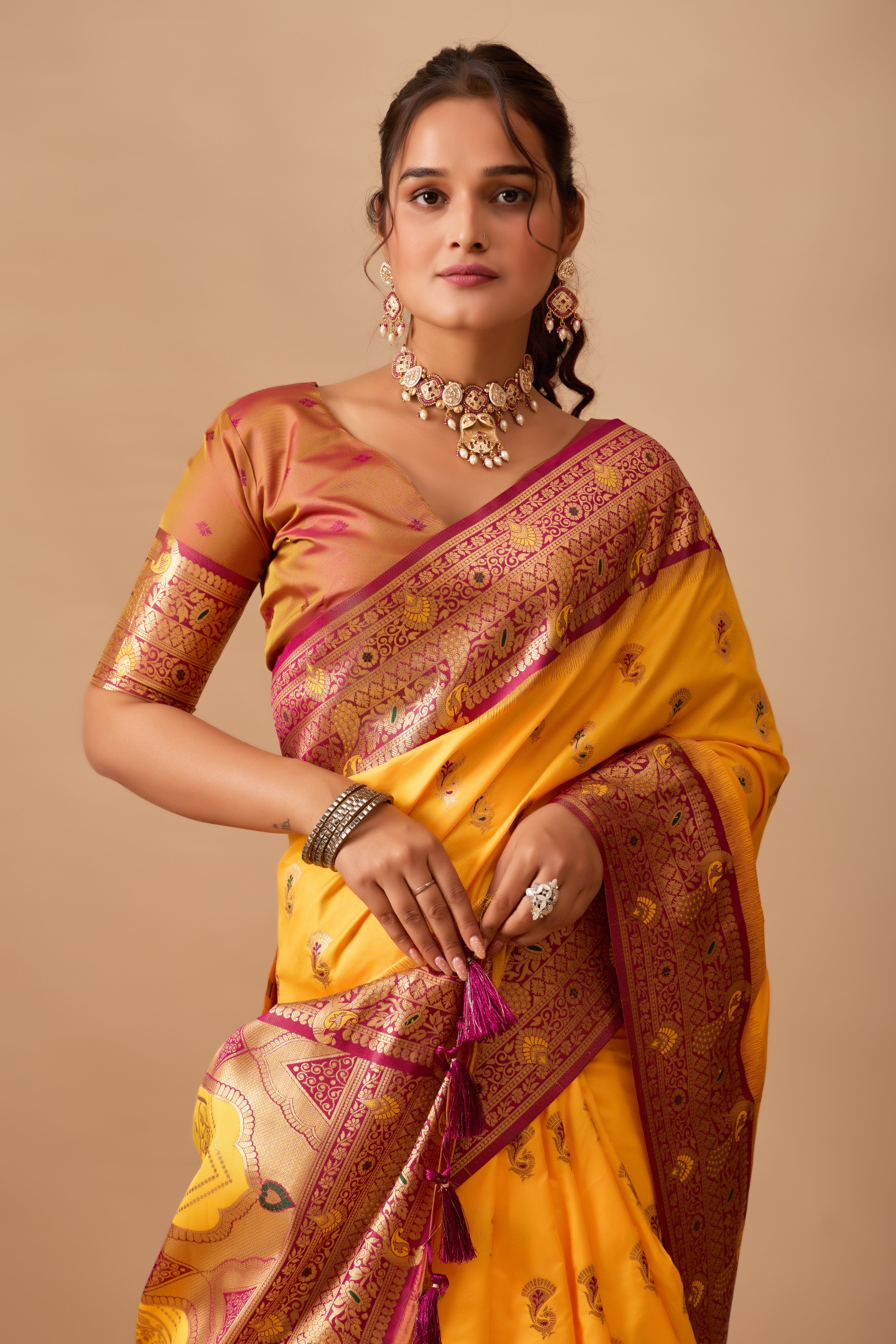 The Heritage Peacock Banarasi Silk Saree in Gold