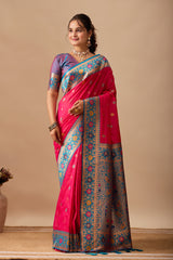 Kavya Banarasi Silk Saree in Dark Rani