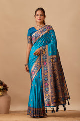 Kavya Banarasi Silk Saree in Firoji