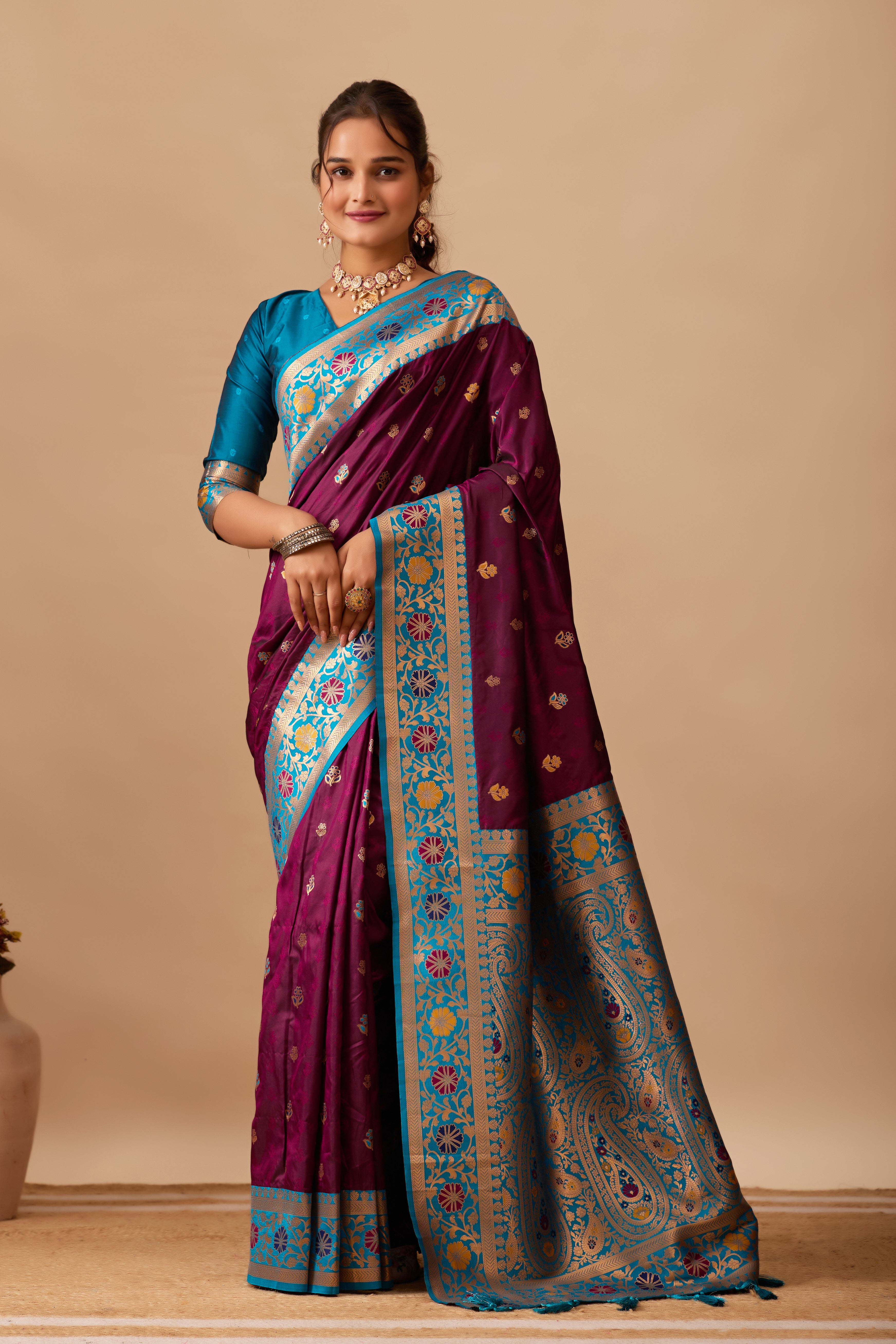 Kavya Banarasi Silk Saree in Wine