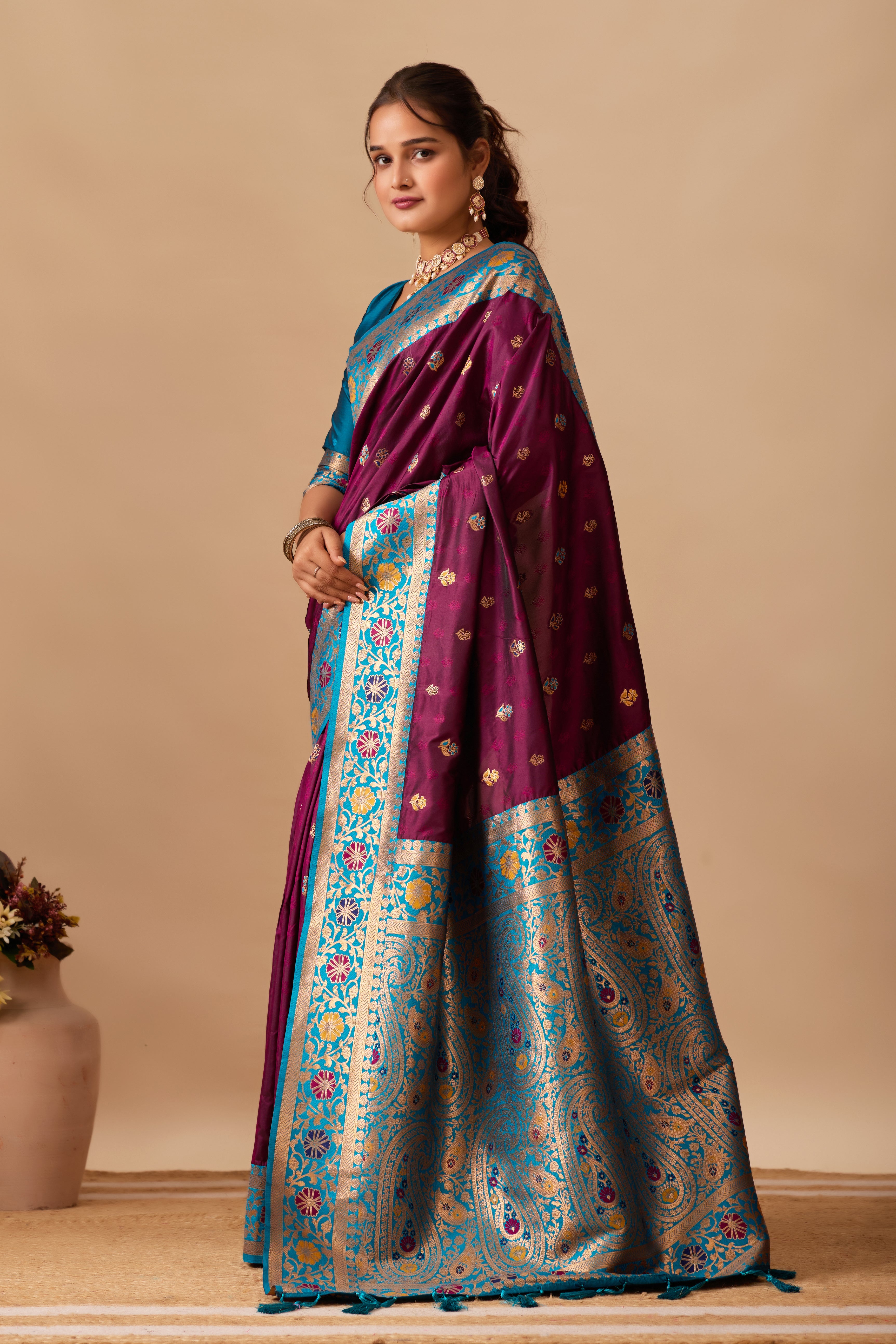 Kavya Banarasi Silk Saree in Wine