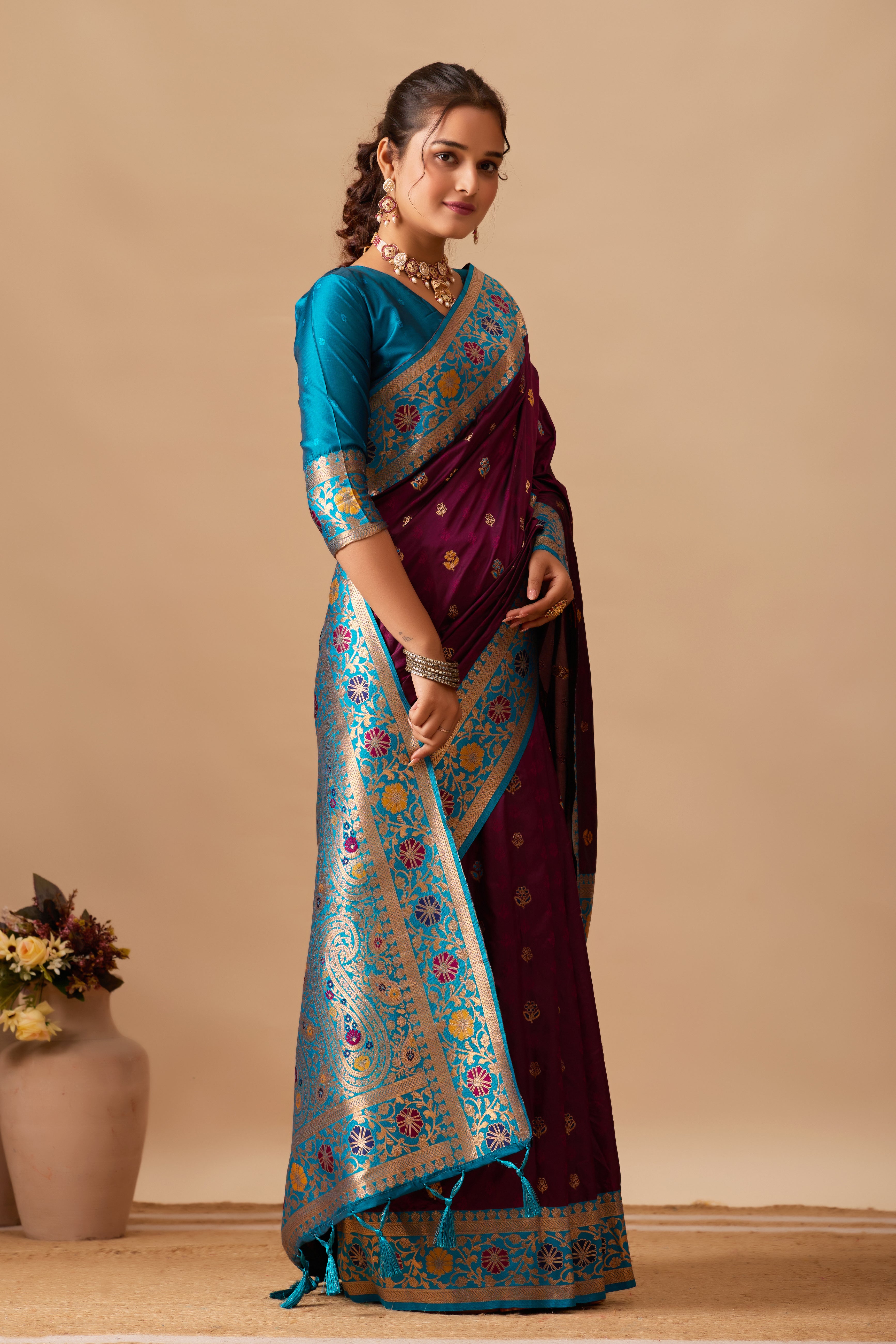 Kavya Banarasi Silk Saree in Wine
