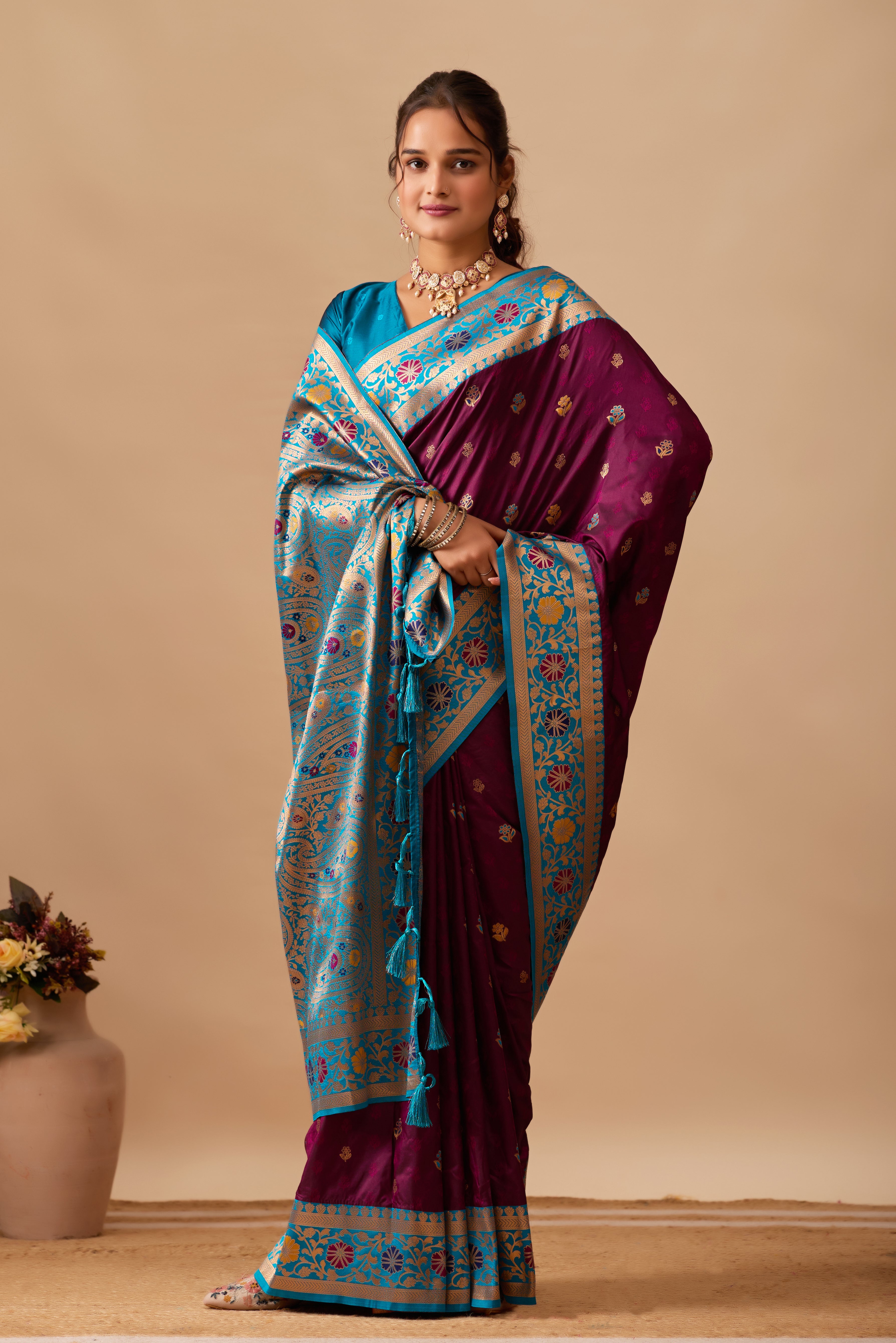 Kavya Banarasi Silk Saree in Wine