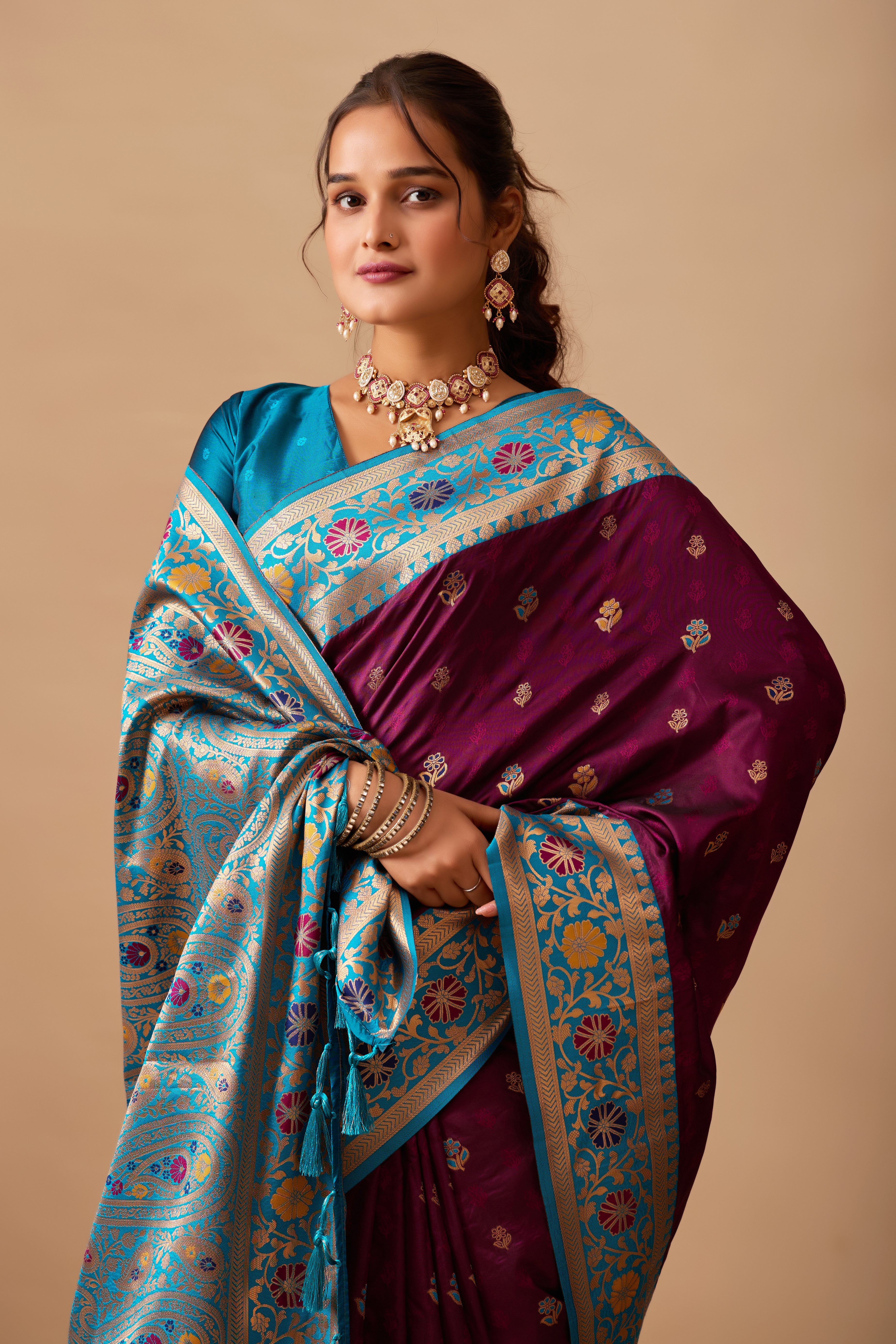 Kavya Banarasi Silk Saree in Wine