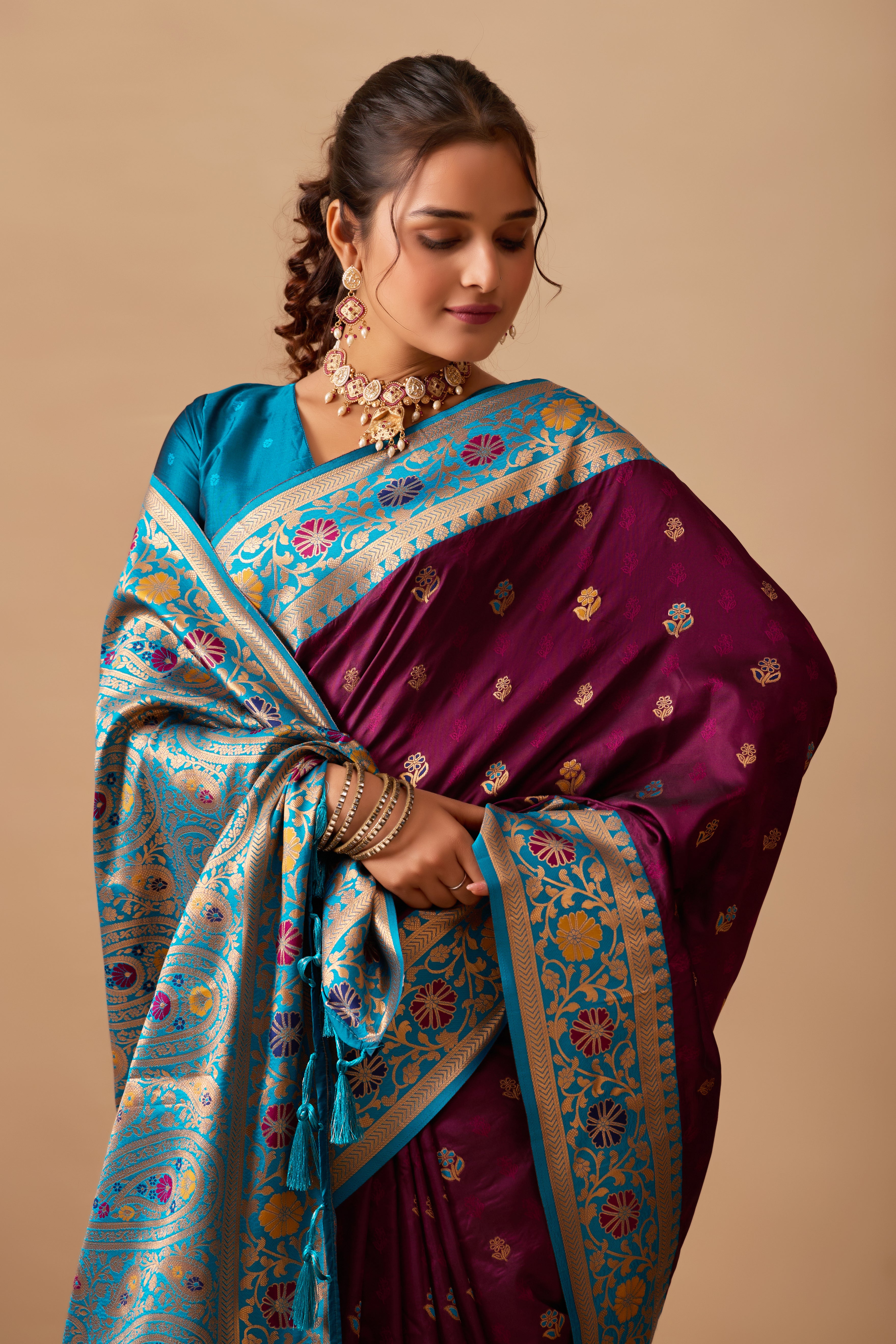 Kavya Banarasi Silk Saree in Wine