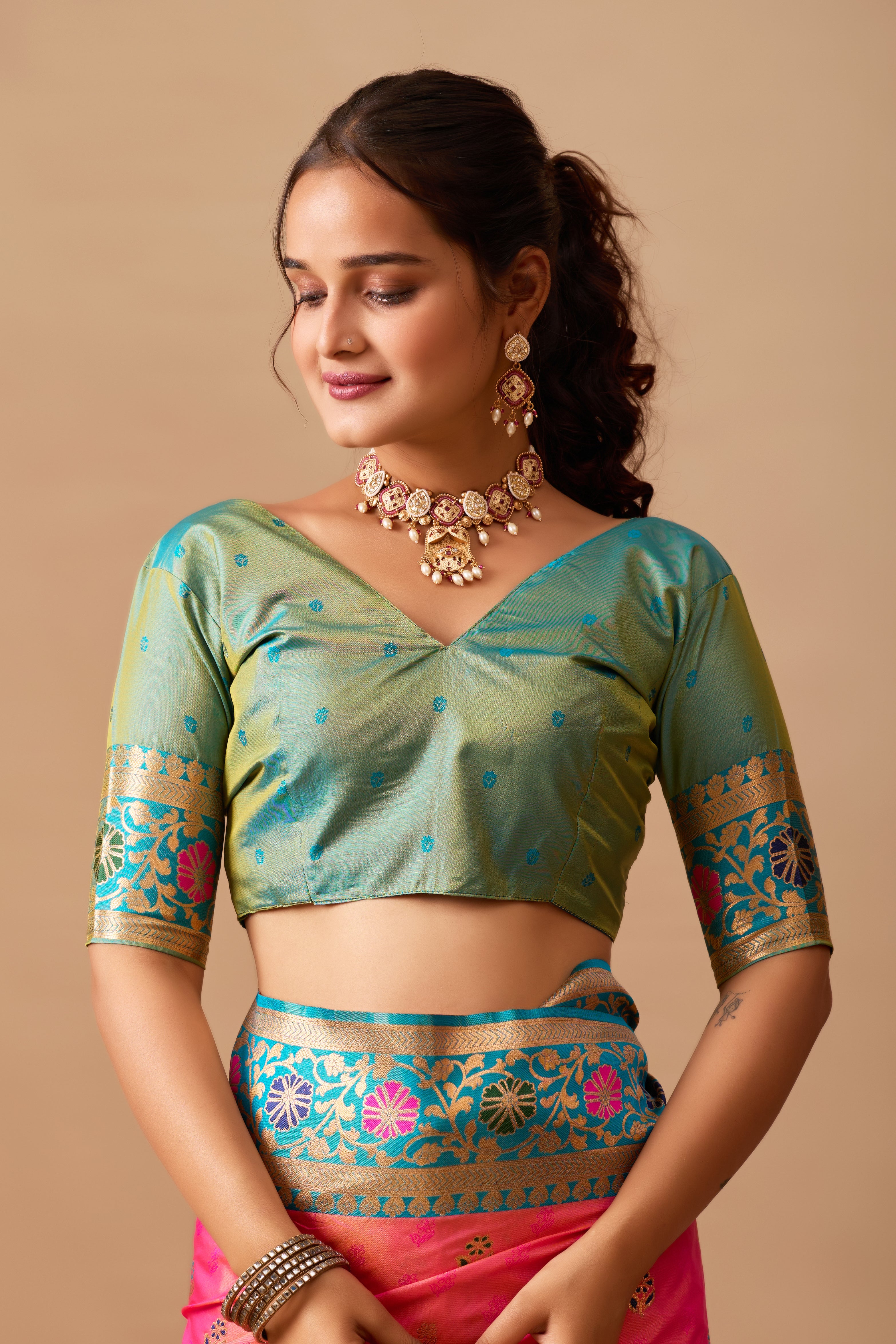 Kavya Banarasi Silk Saree in Pink