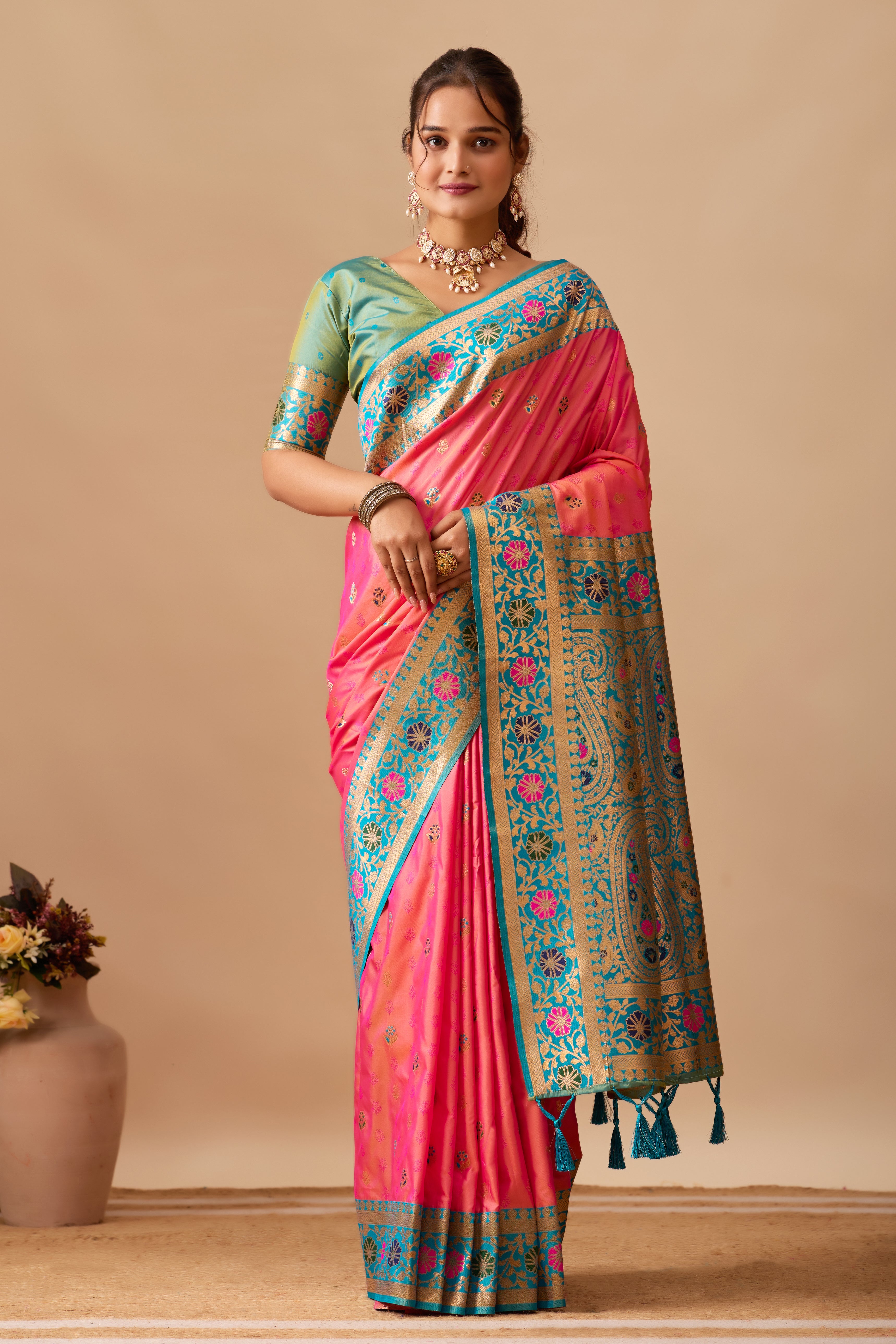 Kavya Banarasi Silk Saree in Pink