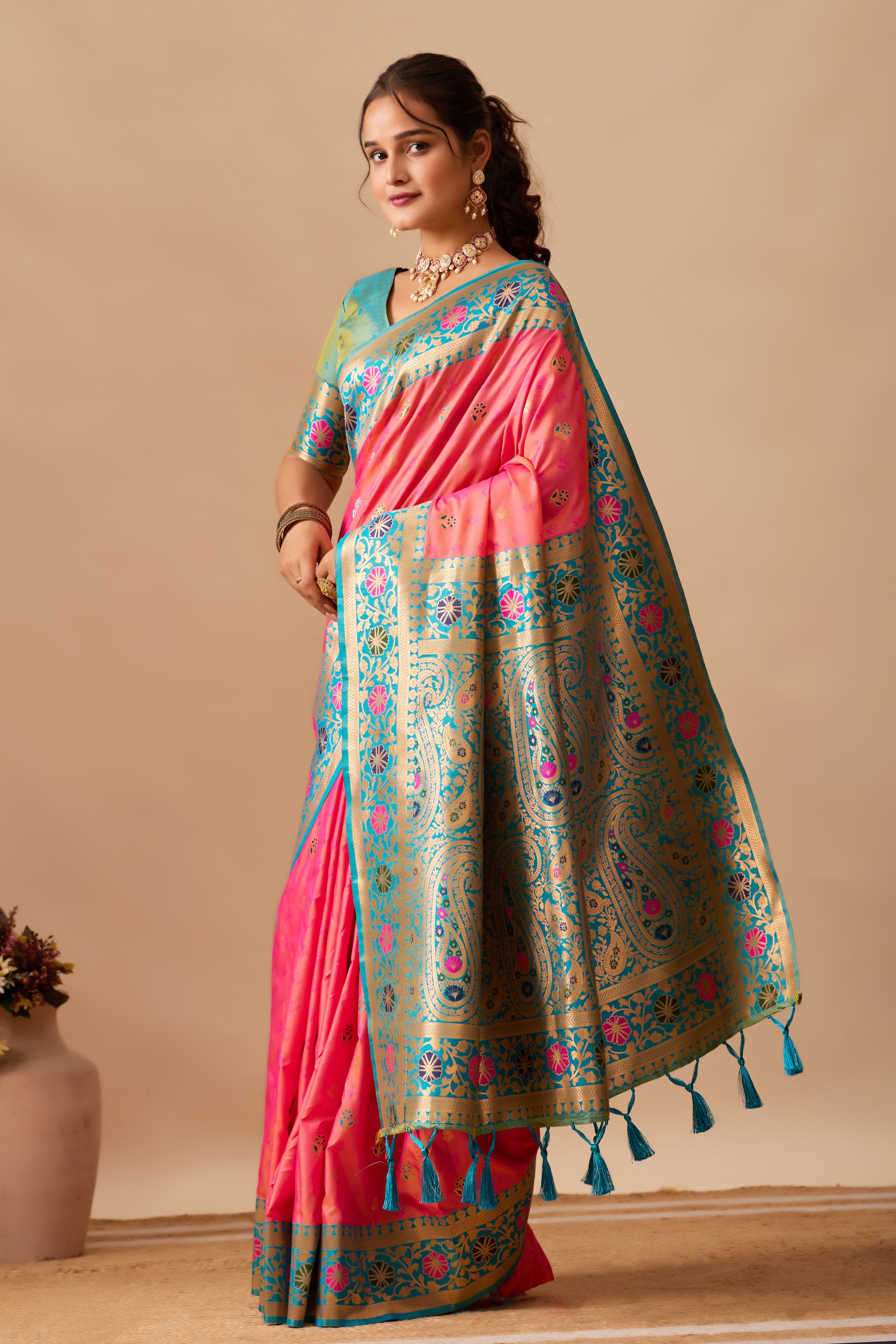 Kavya Banarasi Silk Saree in Pink