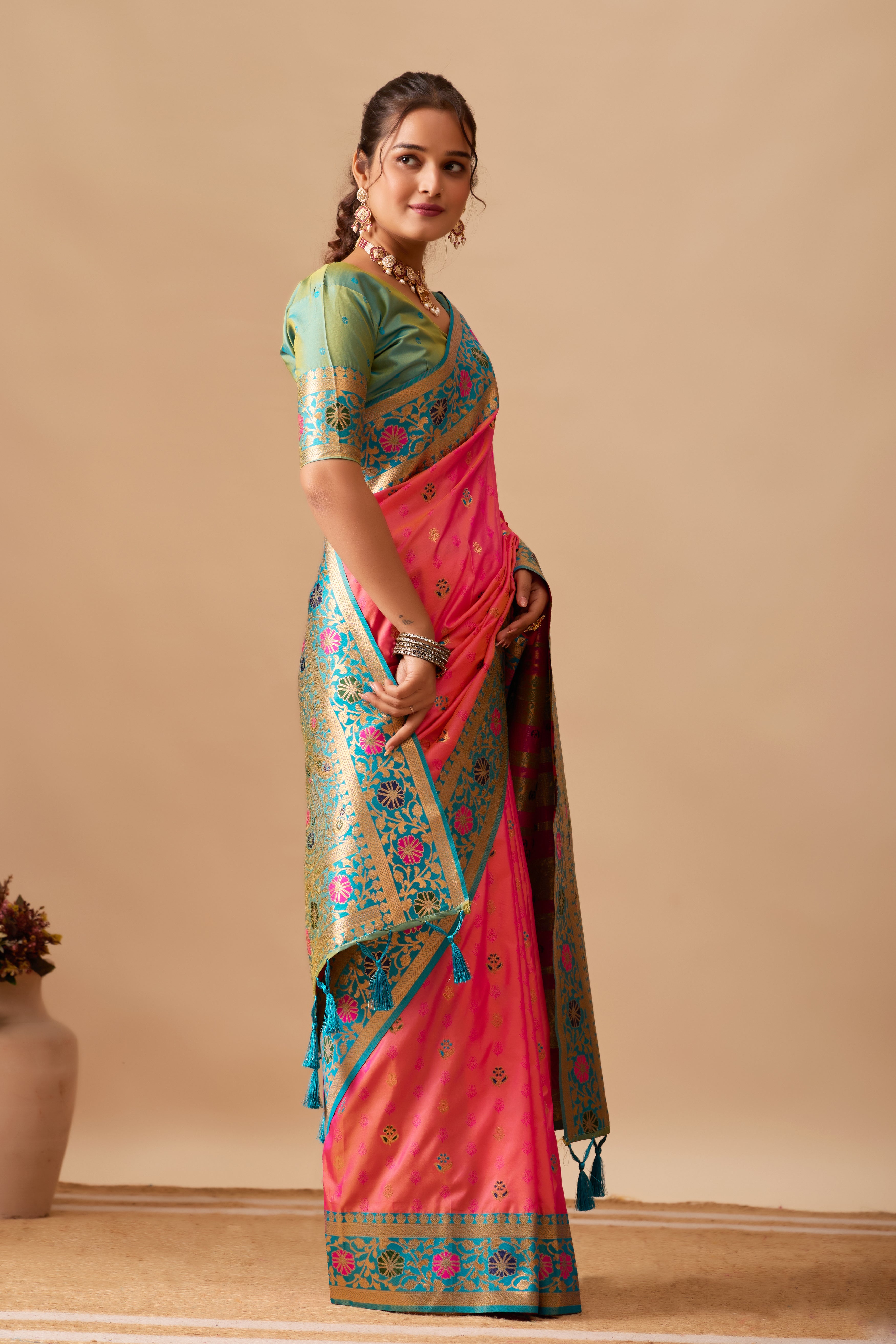 Kavya Banarasi Silk Saree in Pink