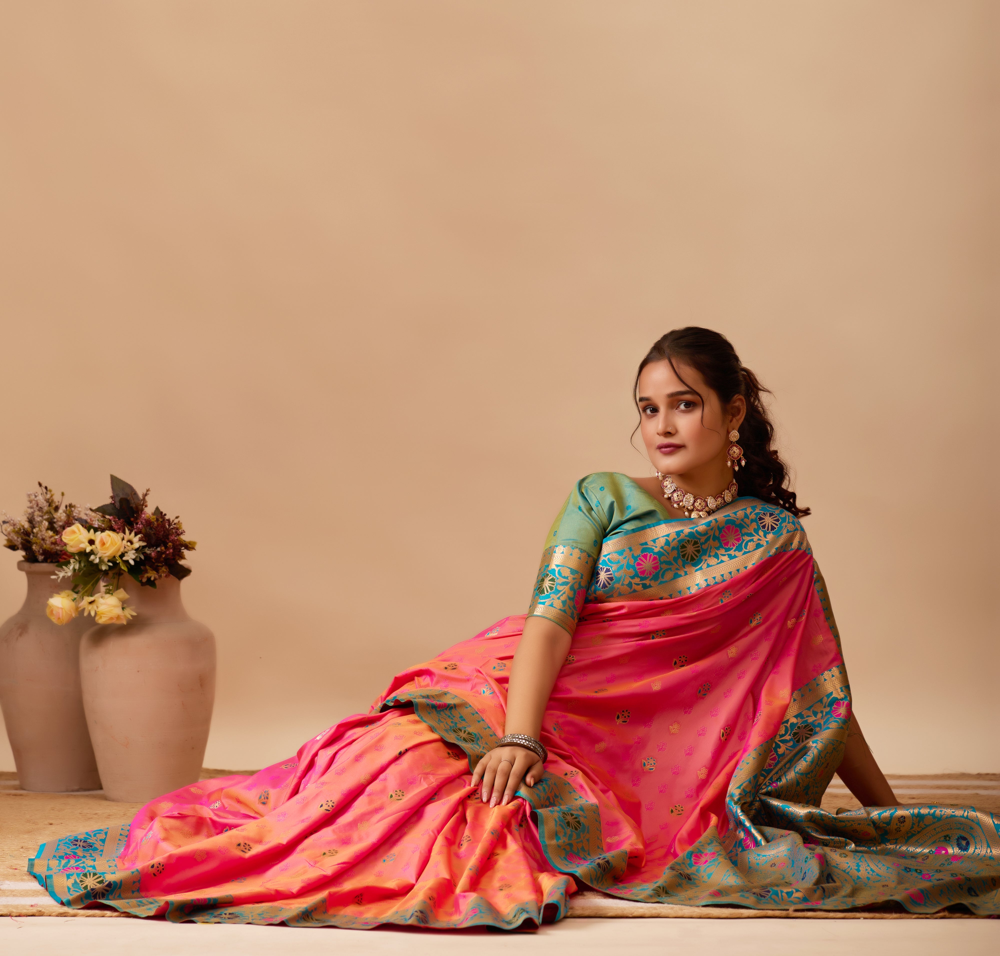 Kavya Banarasi Silk Saree in Pink
