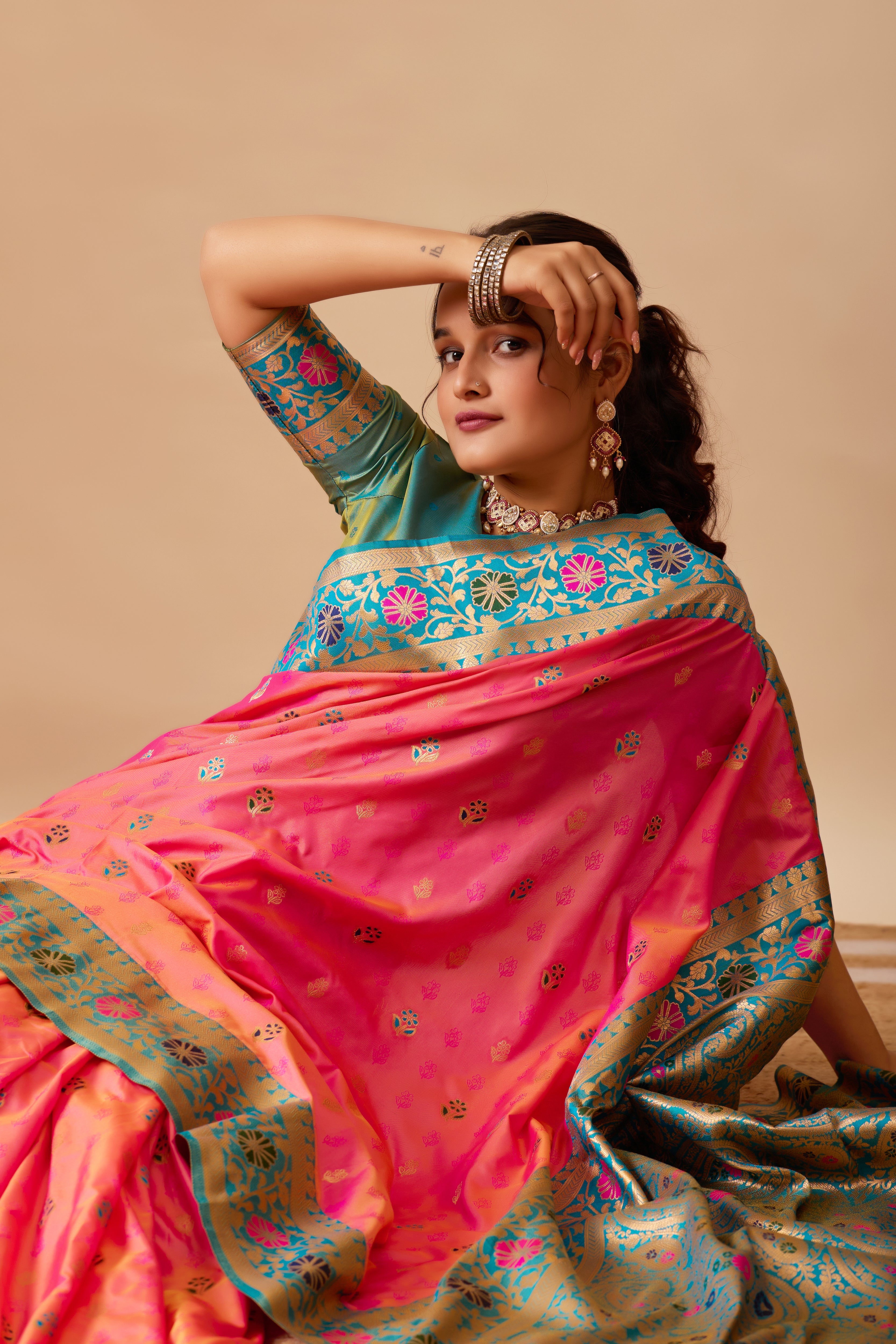 Kavya Banarasi Silk Saree in Pink