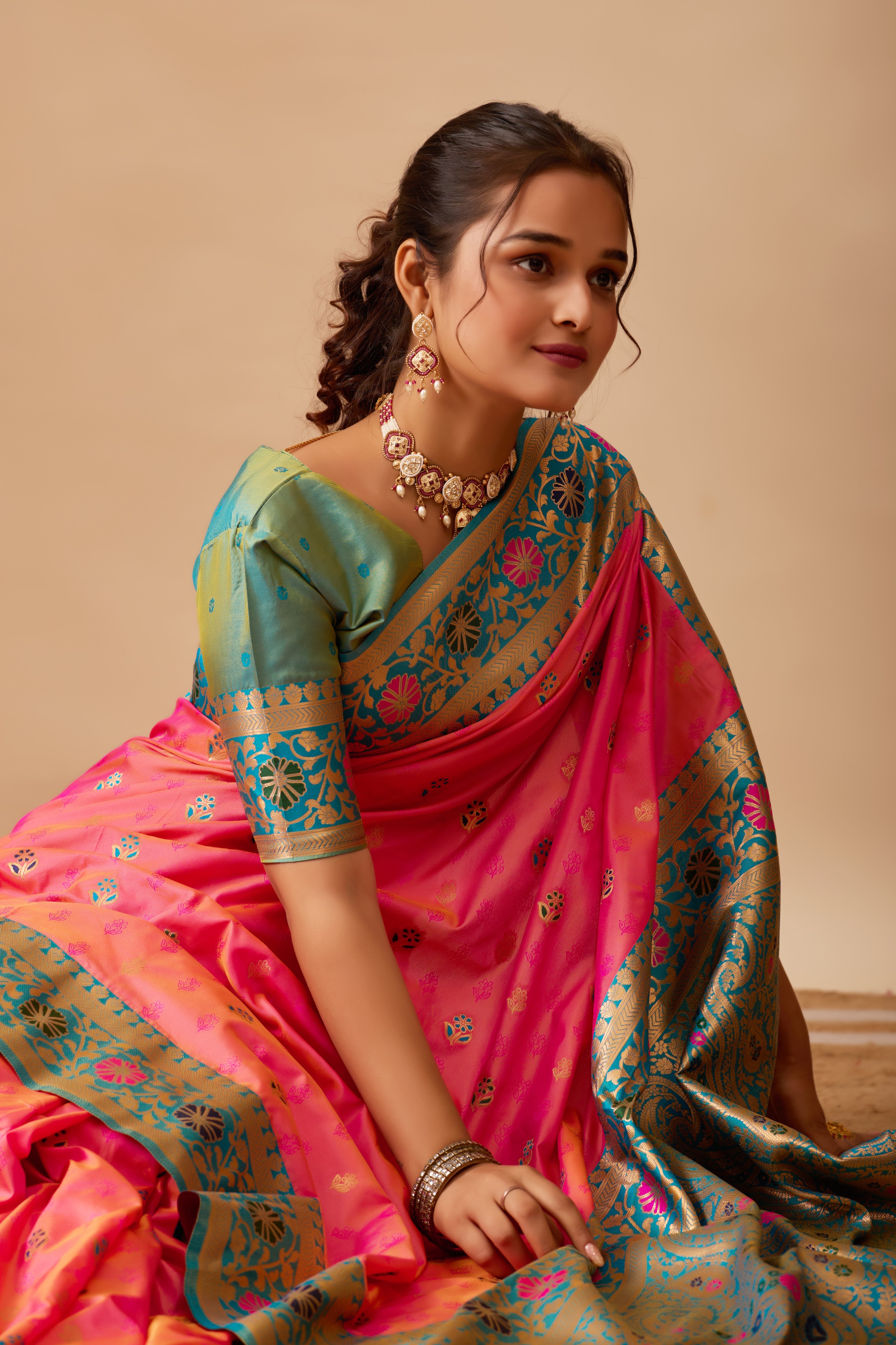 Kavya Banarasi Silk Saree in Pink