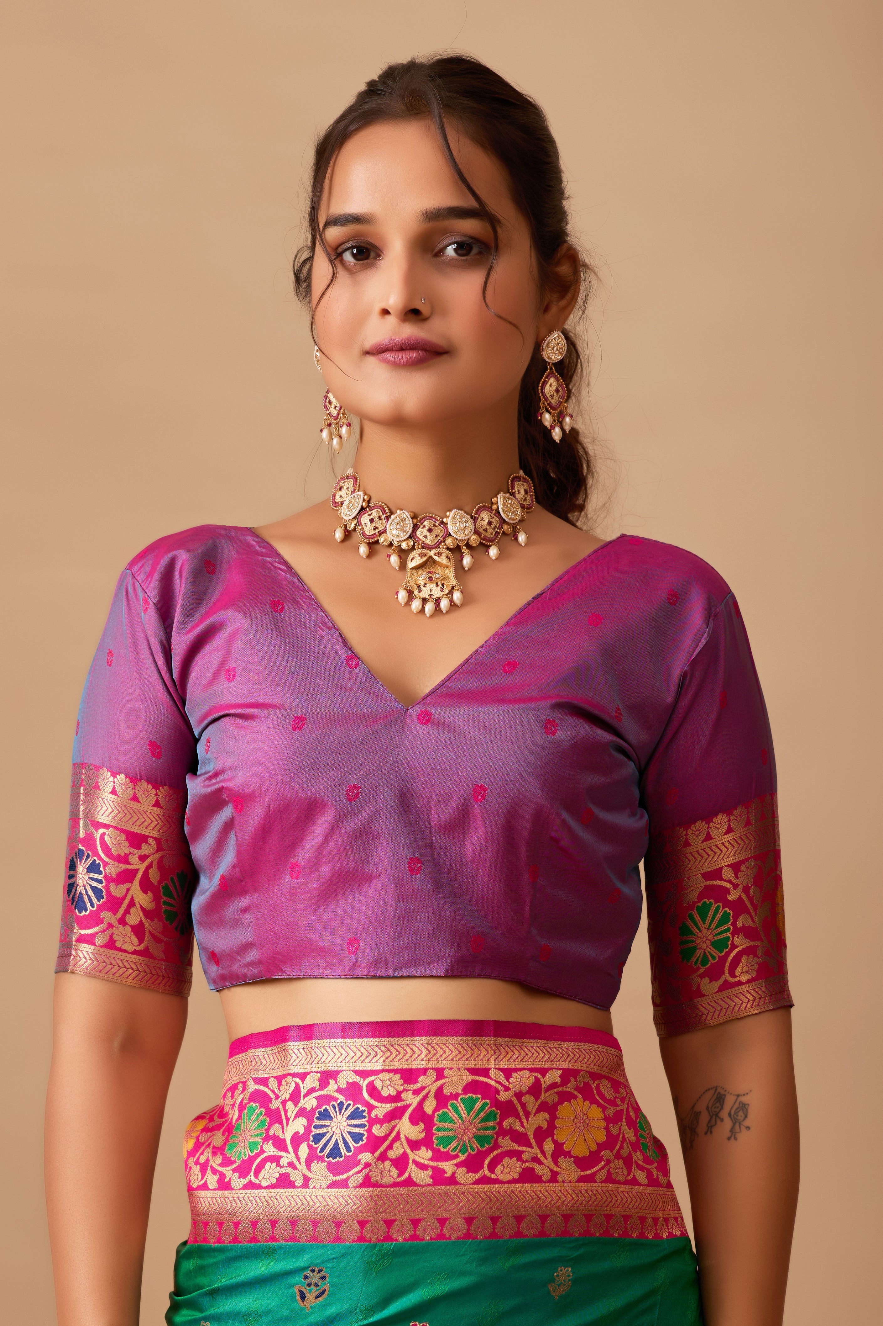 Kavya Banarasi Silk Saree in Parrot Green