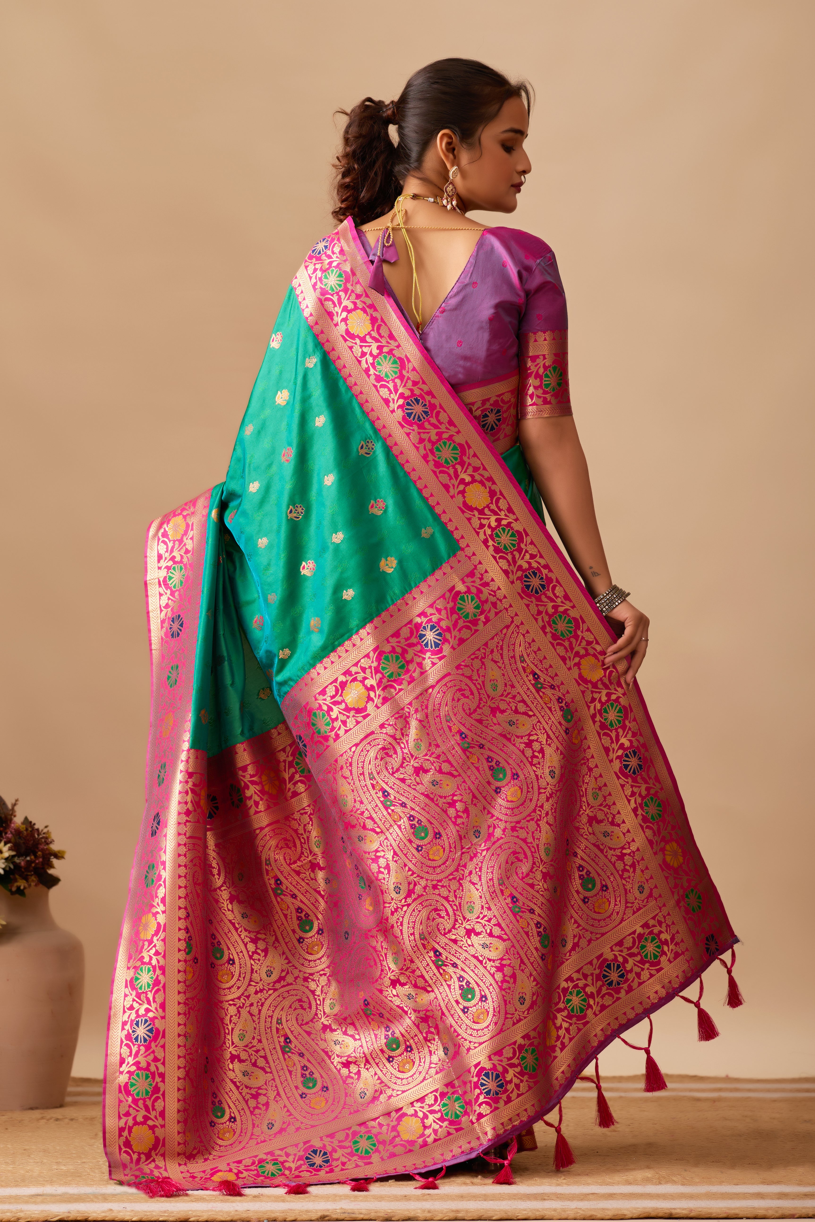 Kavya Banarasi Silk Saree in Parrot Green