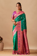 Kavya Banarasi Silk Saree in Parrot Green