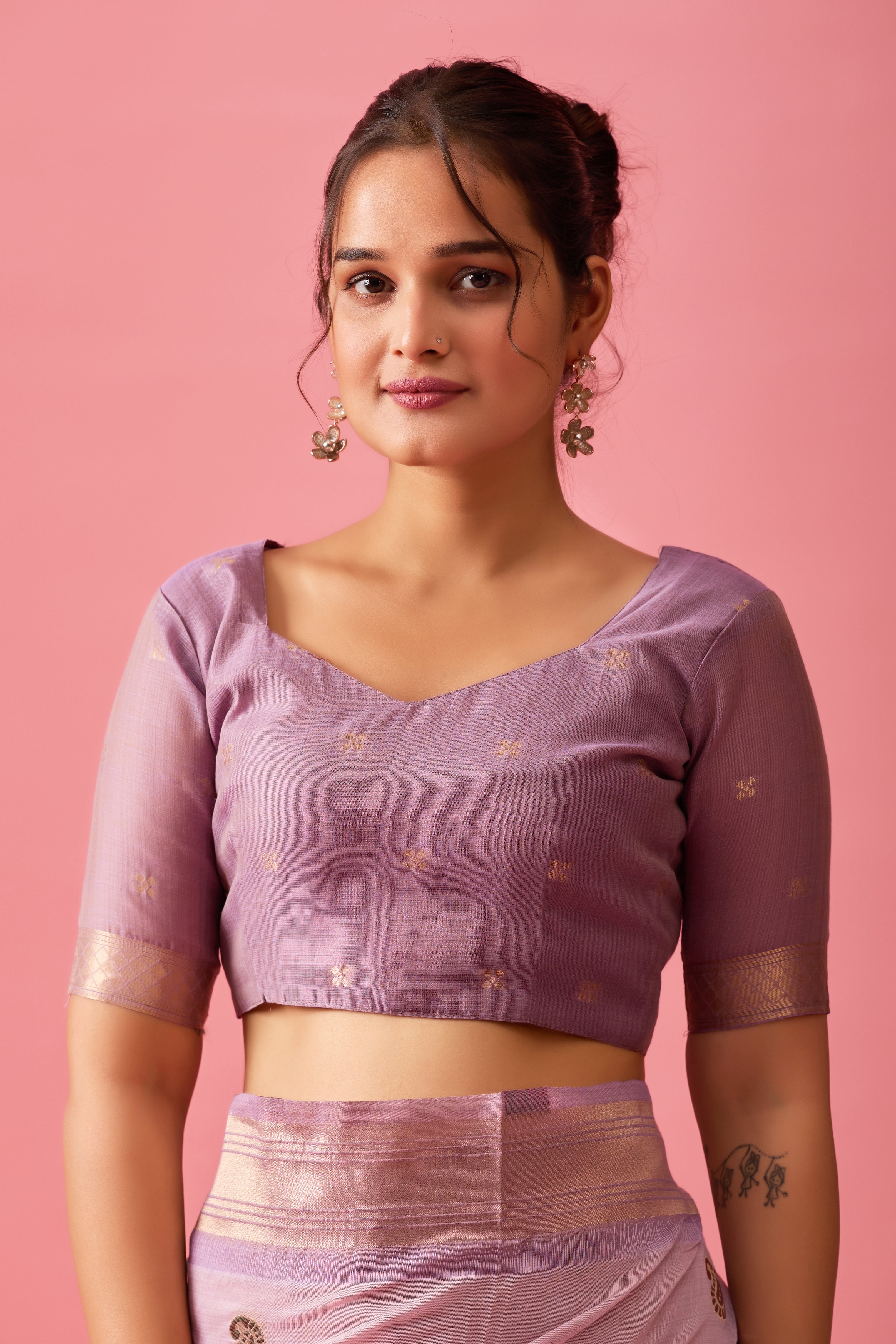 Nayara Paithani Cotton Silk Saree in Lavender