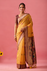 Nayara Paithani Cotton Silk Saree in Gold