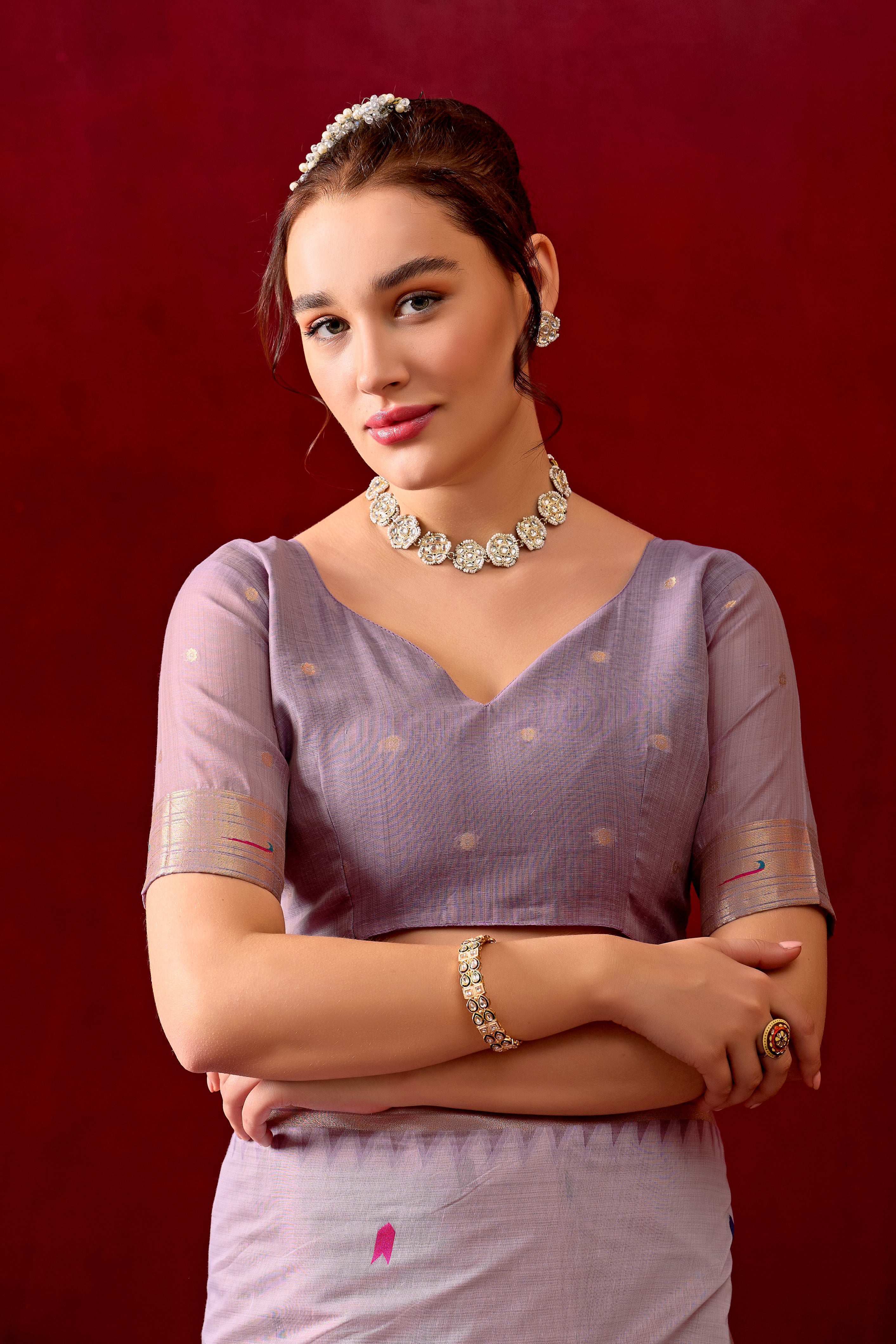 Exquisite Paithani Silk Saree with Peacock & Floral Vine Pallu in Lavender