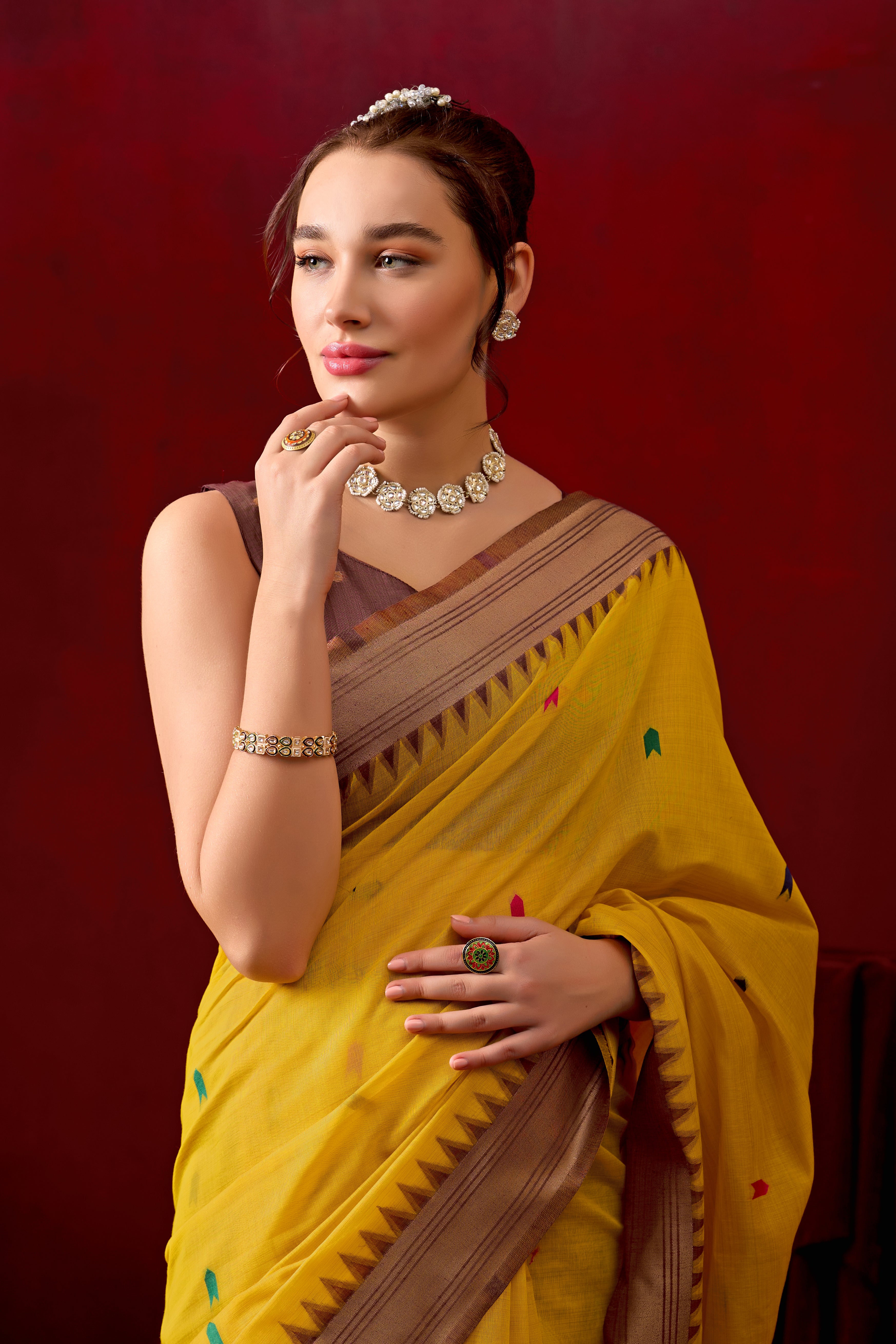 Exquisite Paithani Silk Saree with Peacock & Floral Vine Pallu in Yellow