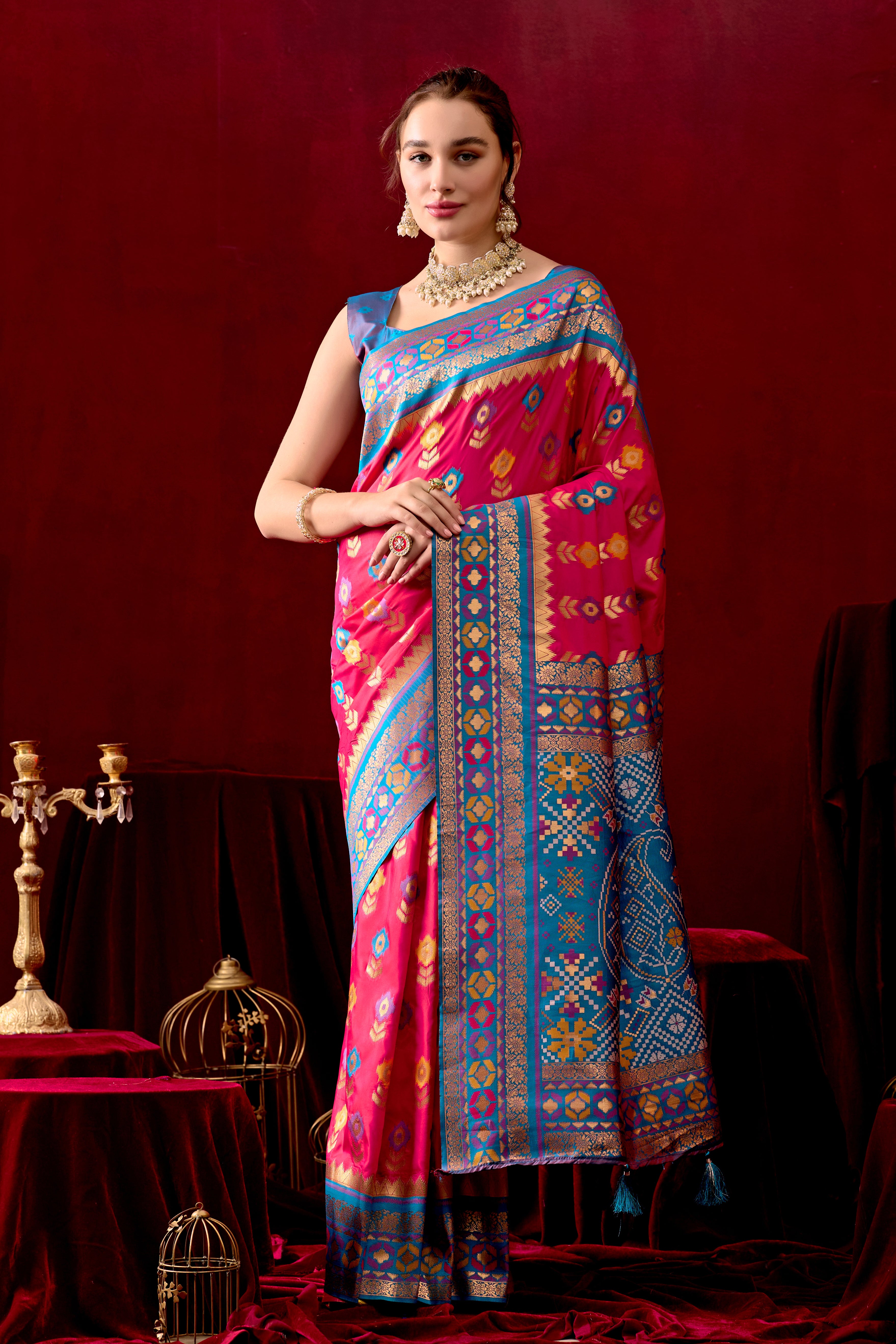 Vasanti Rani & Rama Contrast Banarasi Silk Saree