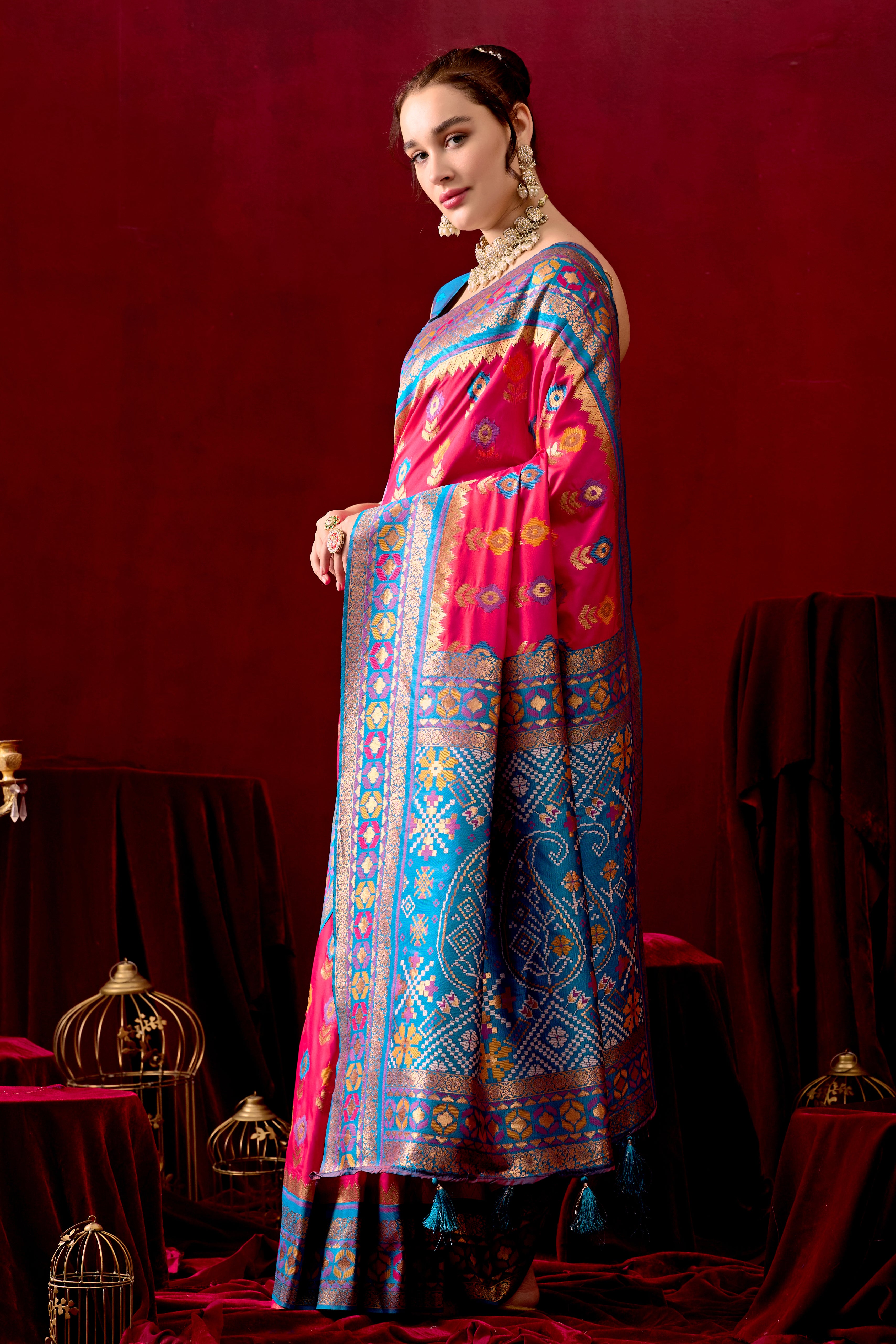 Vasanti Rani & Rama Contrast Banarasi Silk Saree