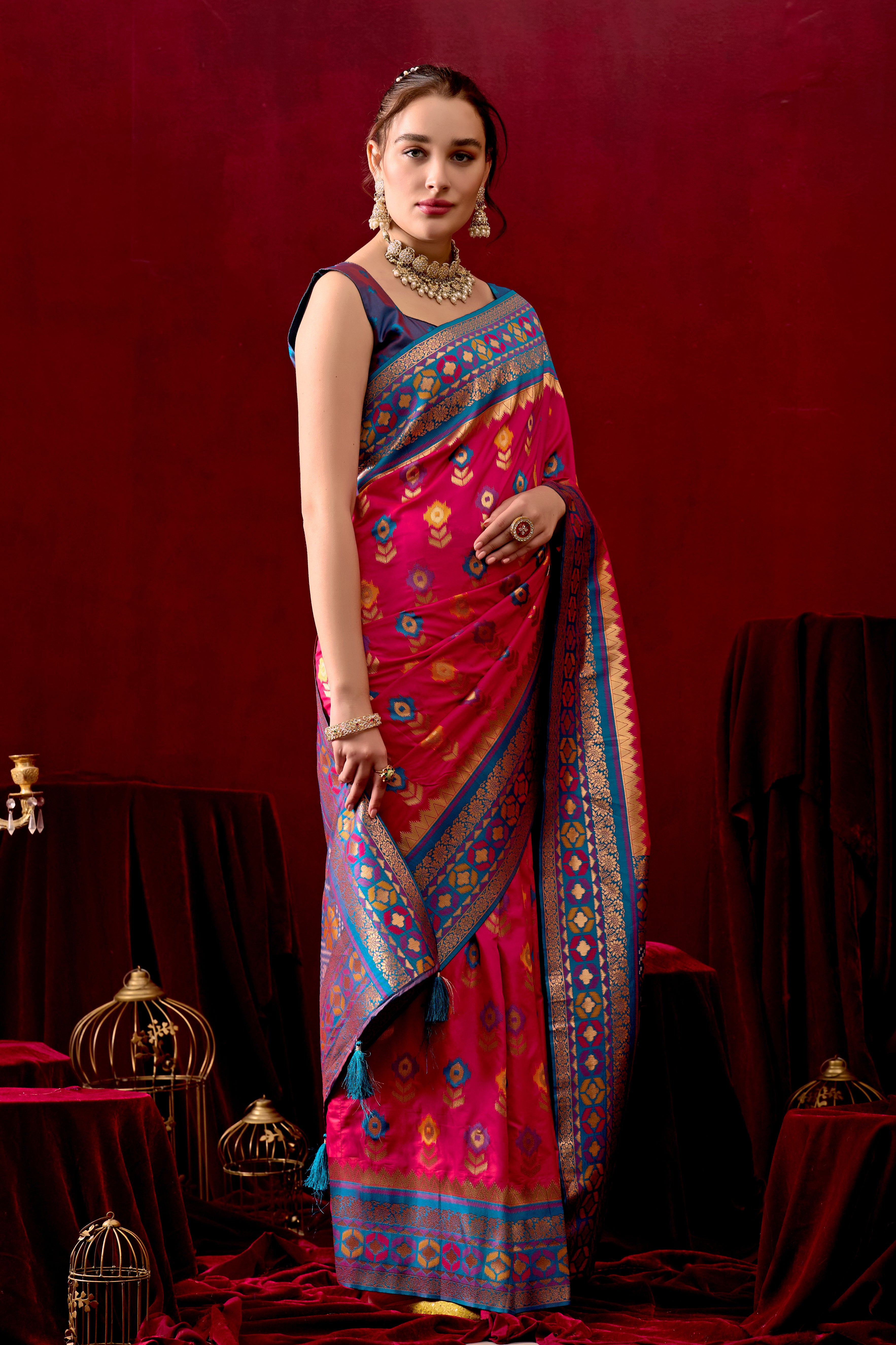 Vasanti Rani & Rama Contrast Banarasi Silk Saree