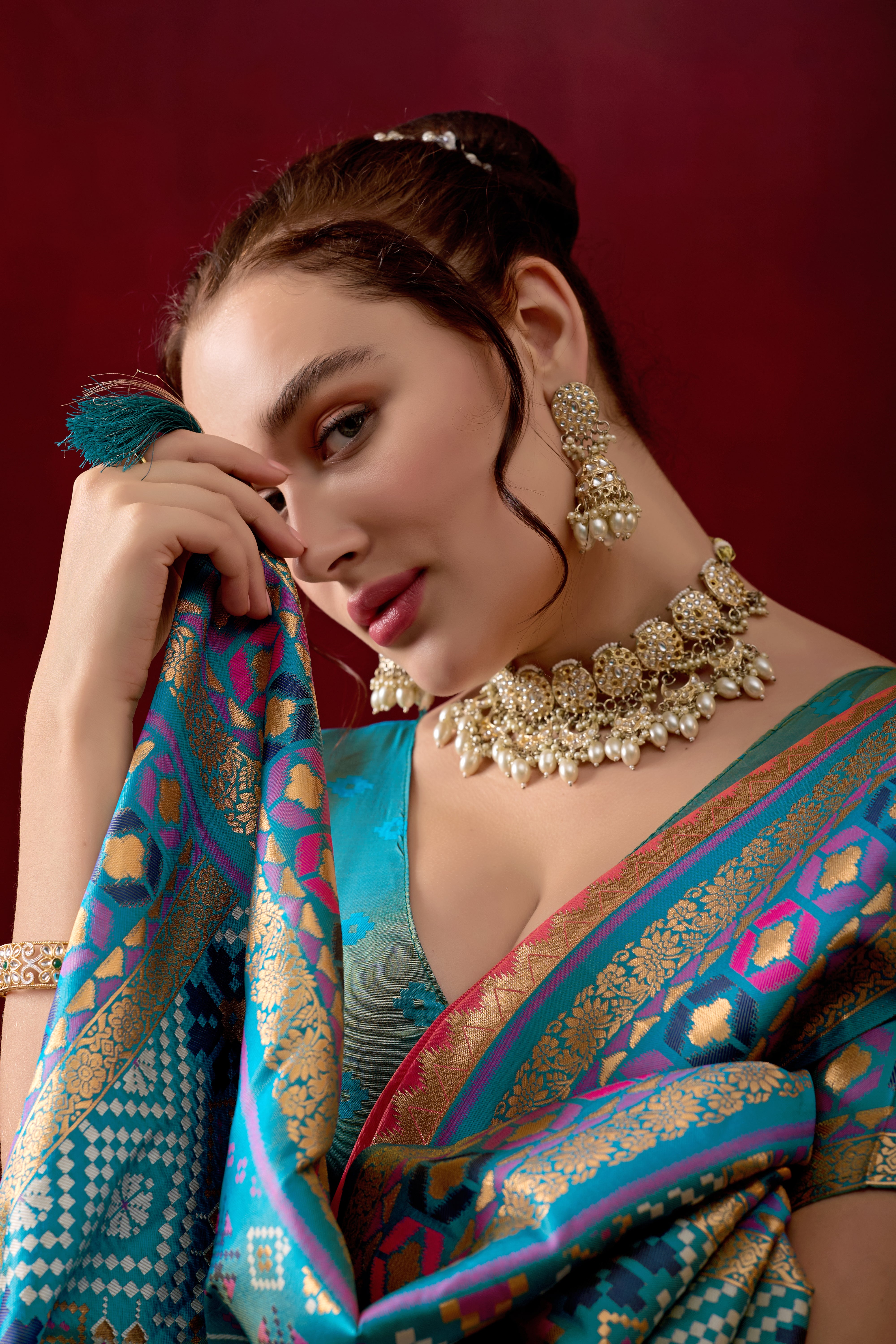 Vasanti Pink & Rama Contrast Banarasi Silk Saree