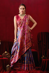 Vasanti Rama & Wine Contrast Banarasi Silk Saree