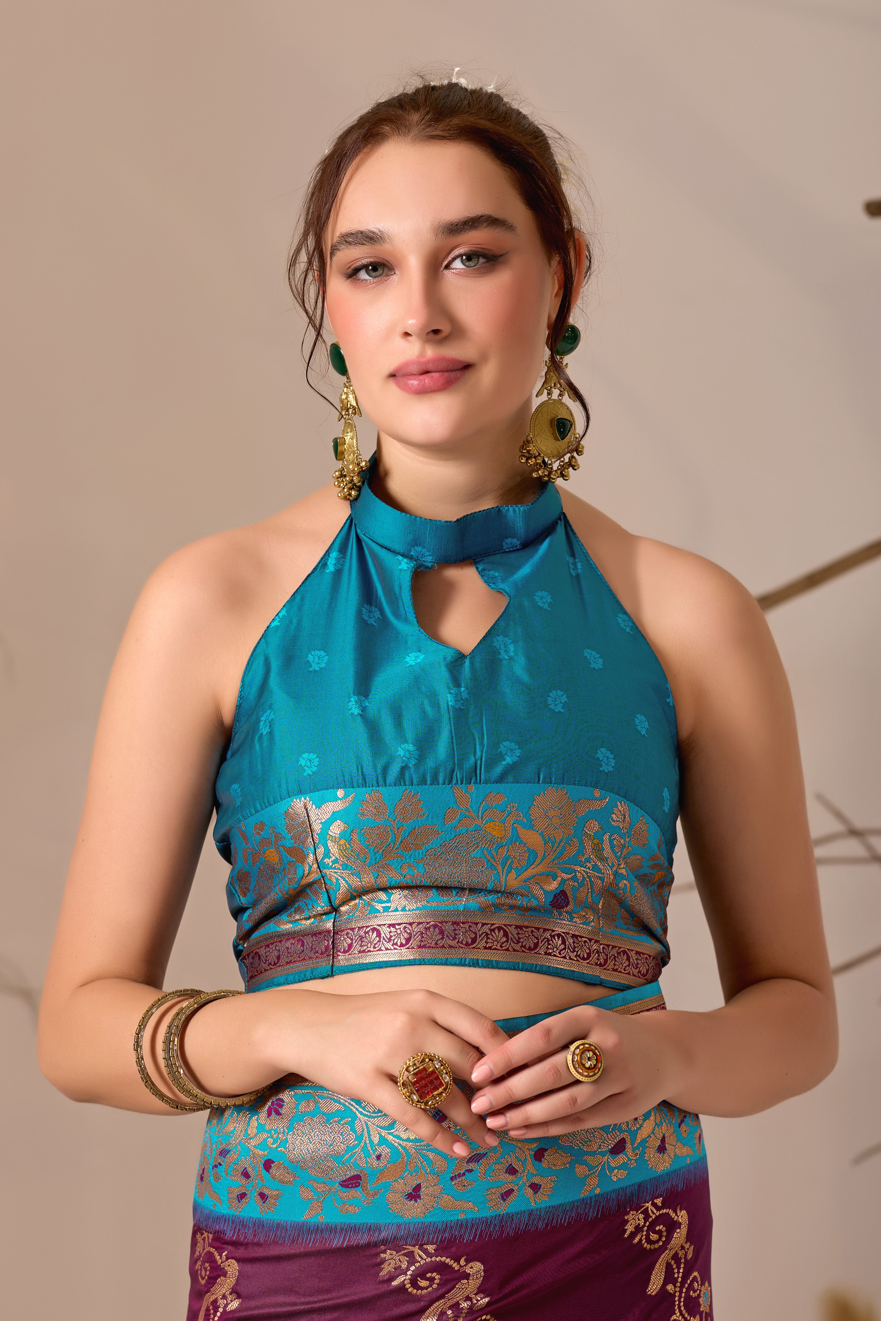 Banarasi Silk Saree with Peacock & Parrot Motifs in Wine