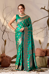 Charita Rose Banarasi Silk in Perrot Green