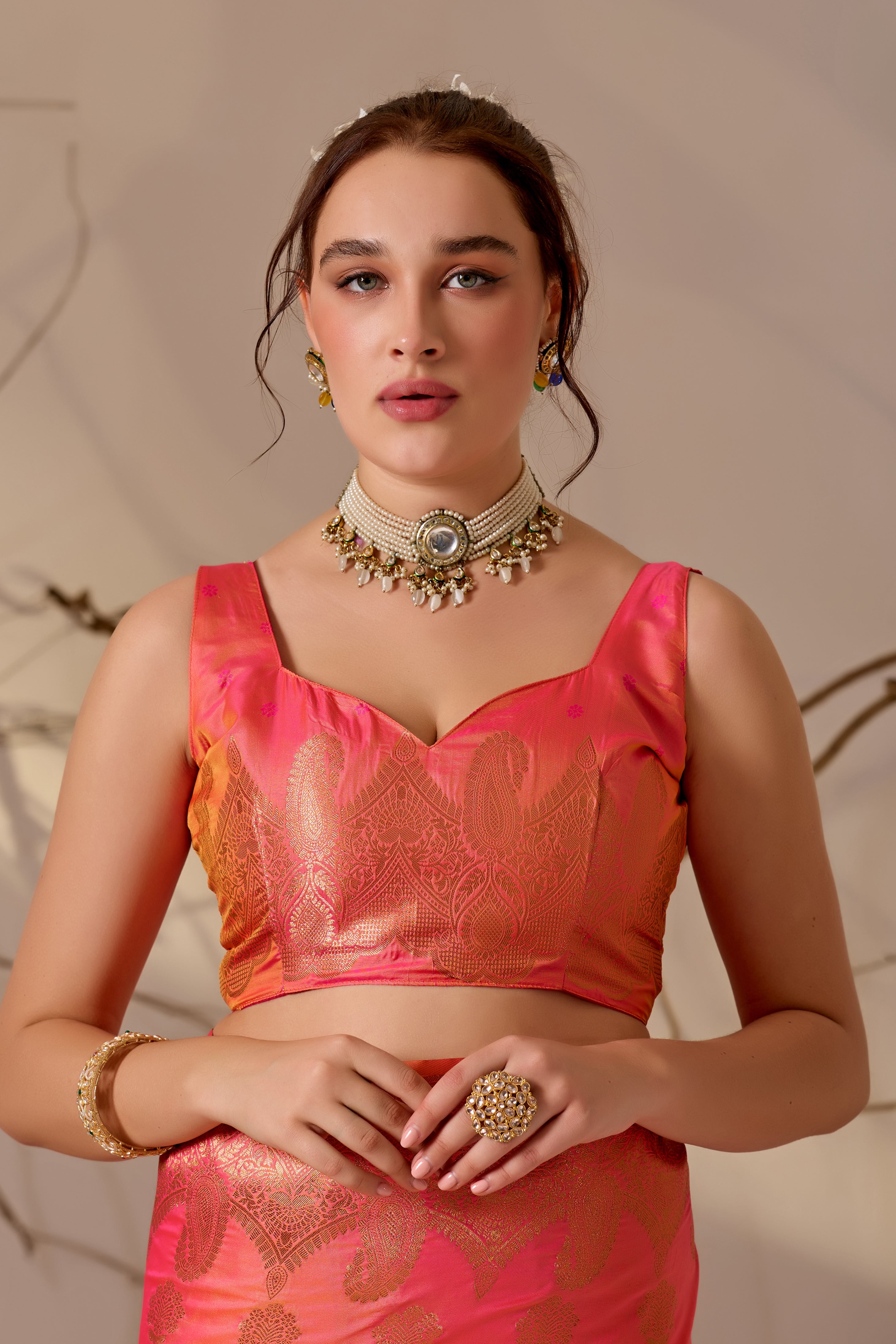 Charita Rose Banarasi Silk in Pink