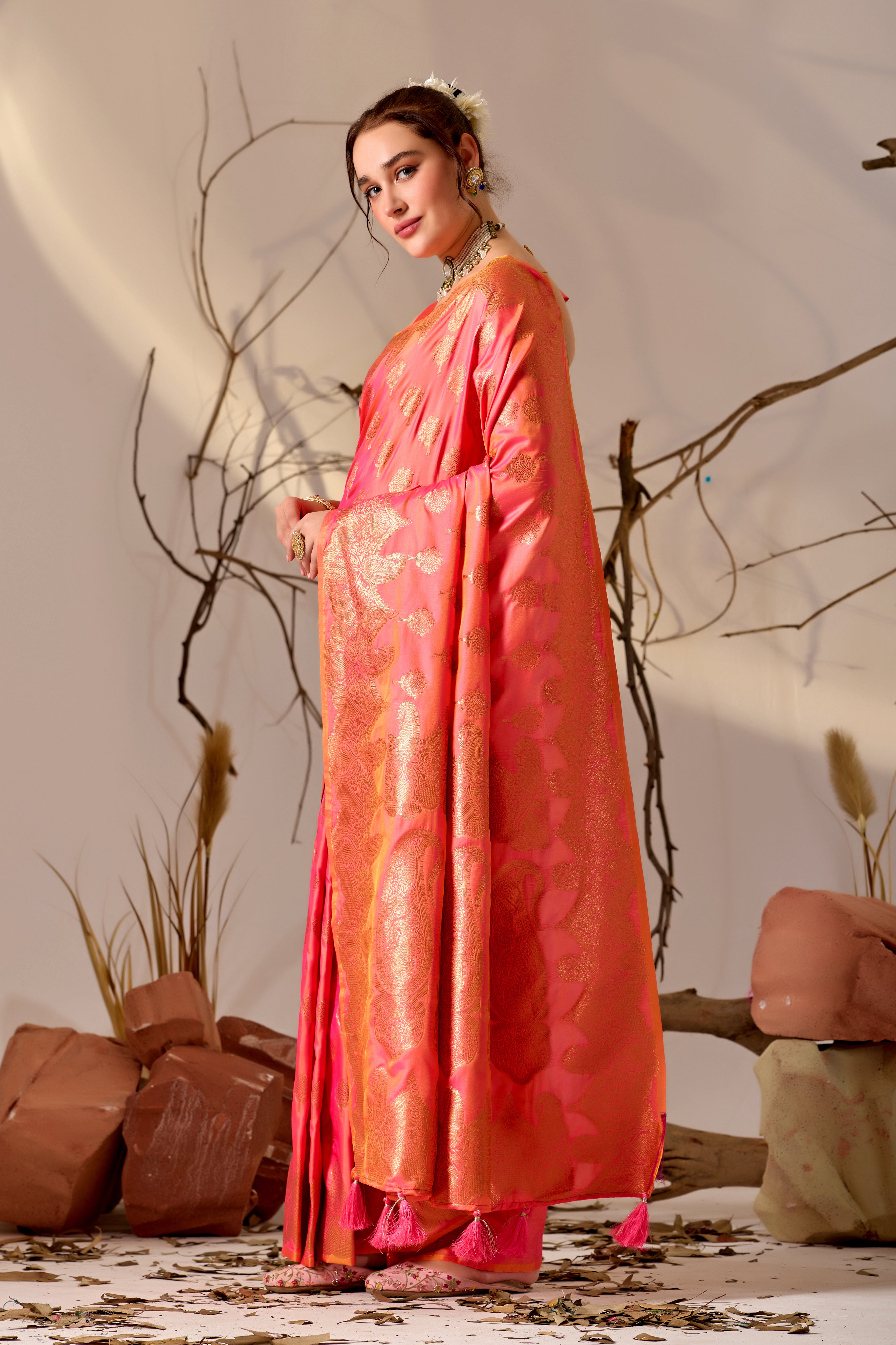 Charita Rose Banarasi Silk in Pink