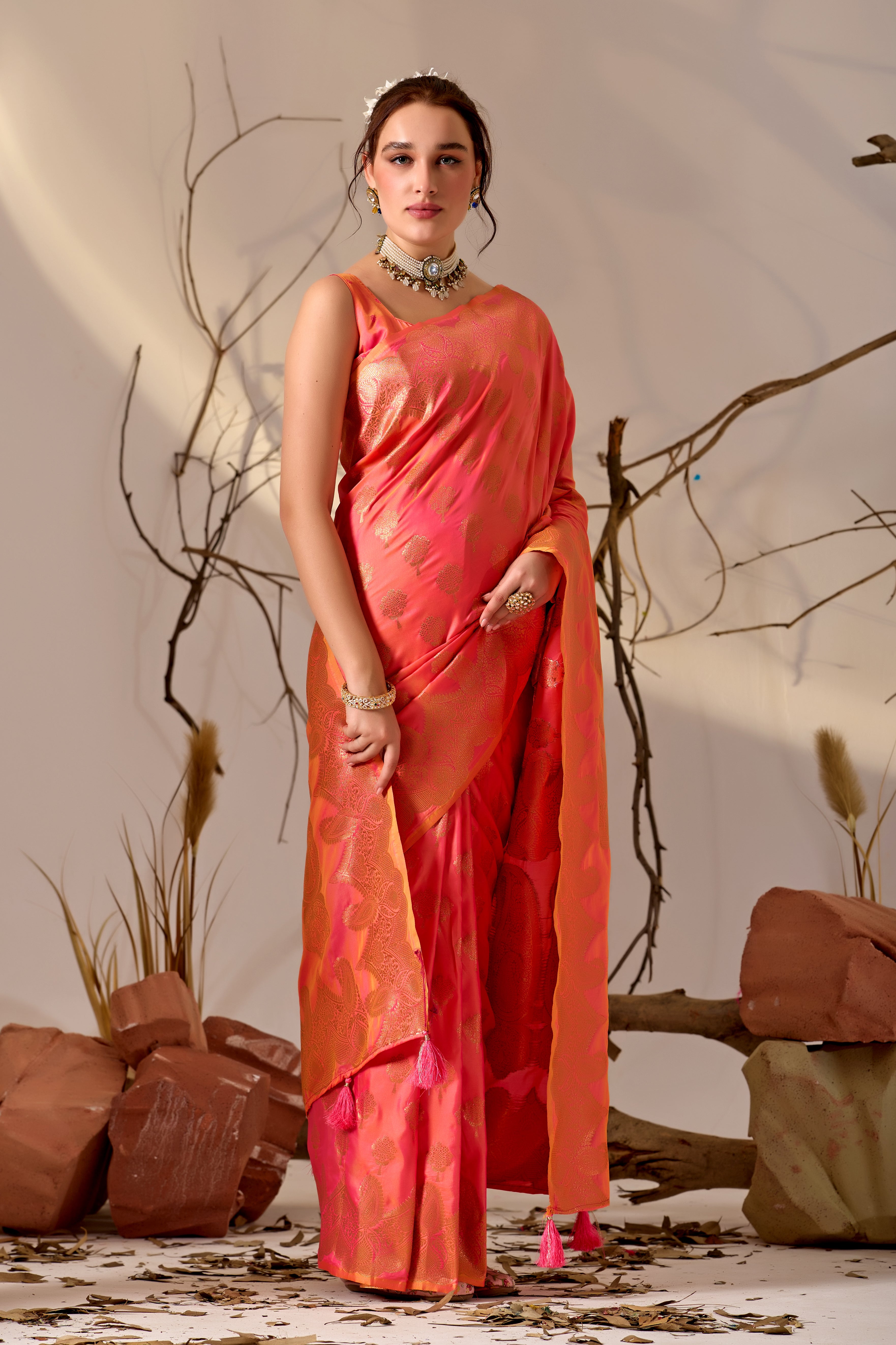 Charita Rose Banarasi Silk in Pink