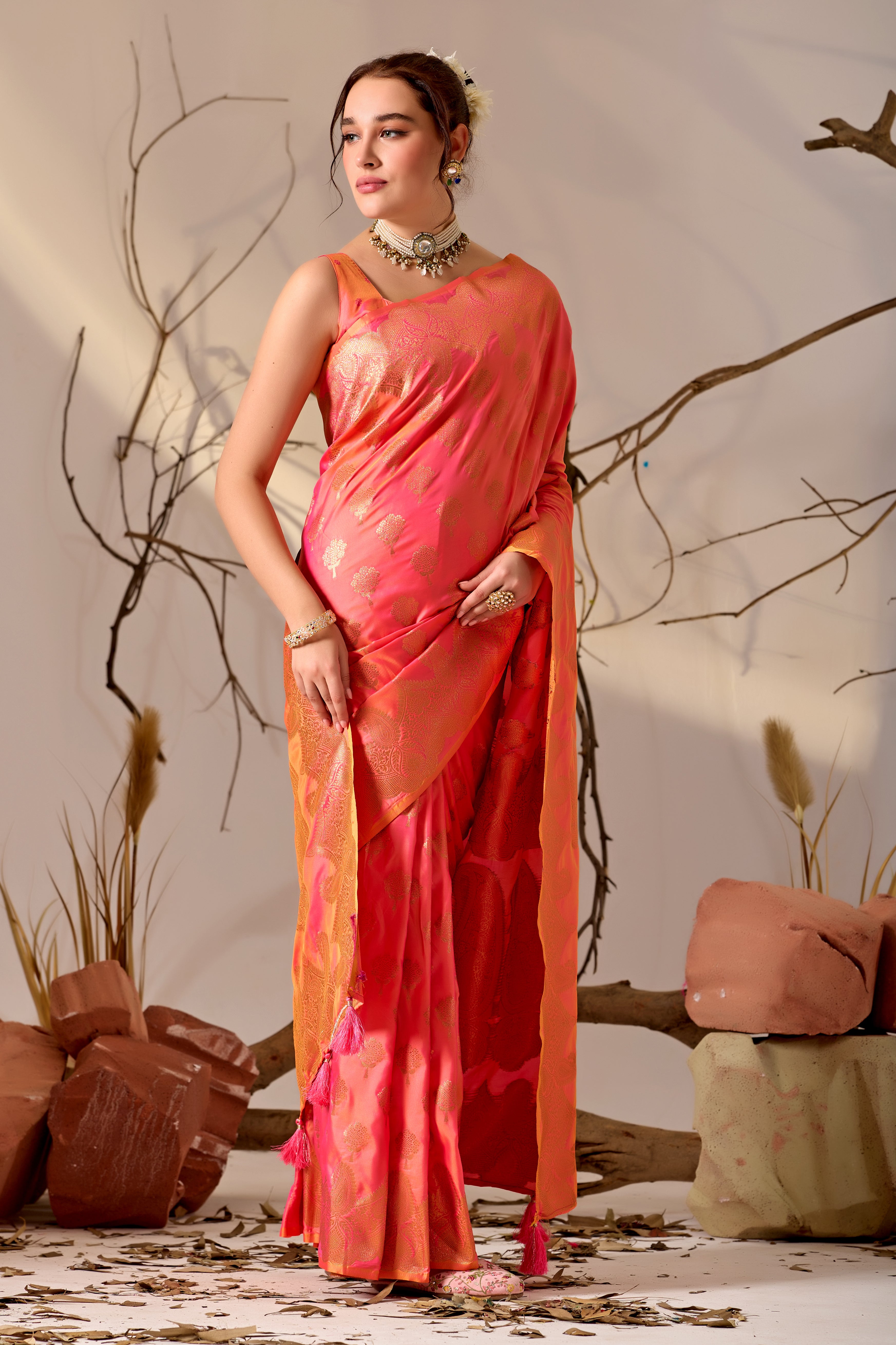 Charita Rose Banarasi Silk in Pink