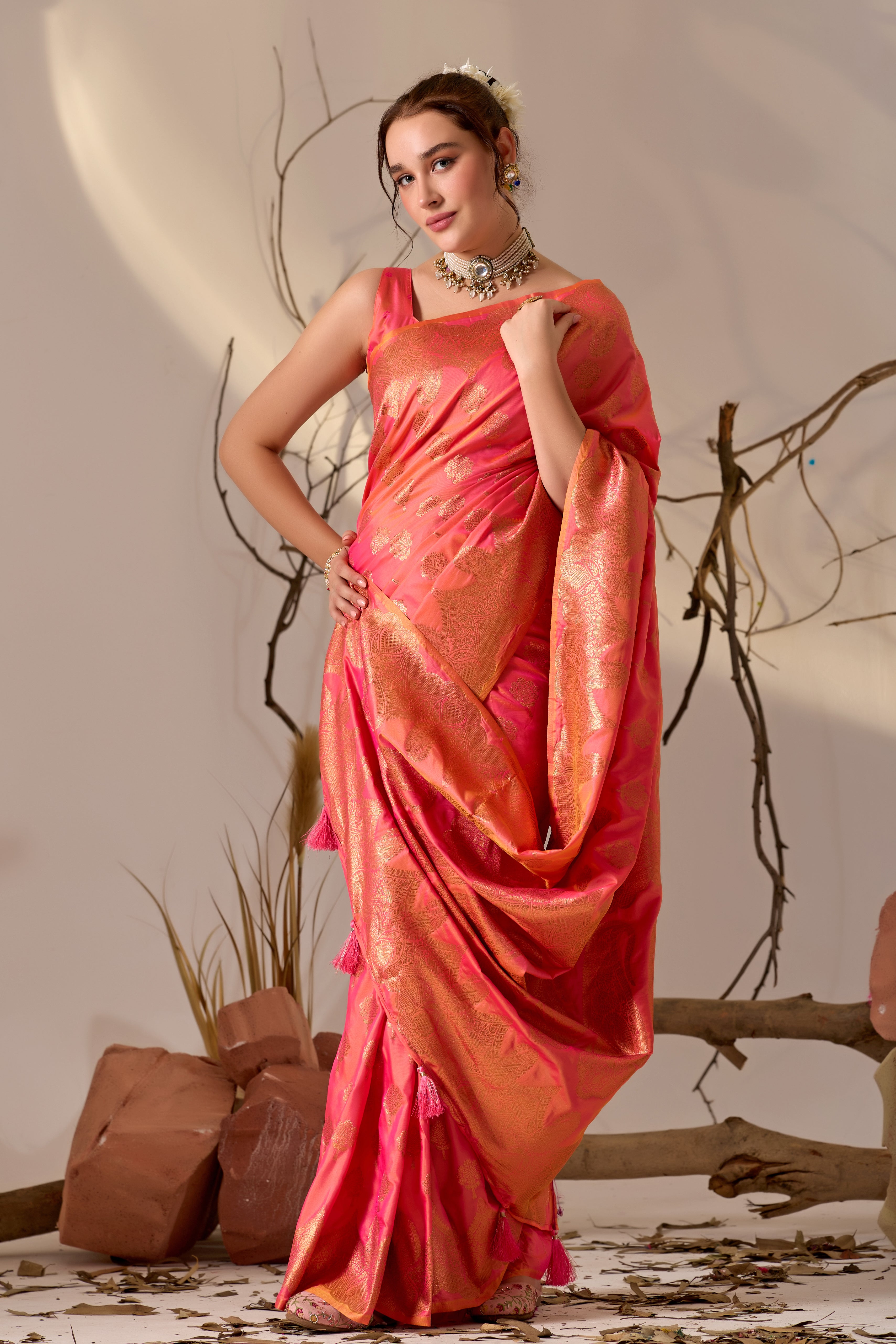 Charita Rose Banarasi Silk in Pink