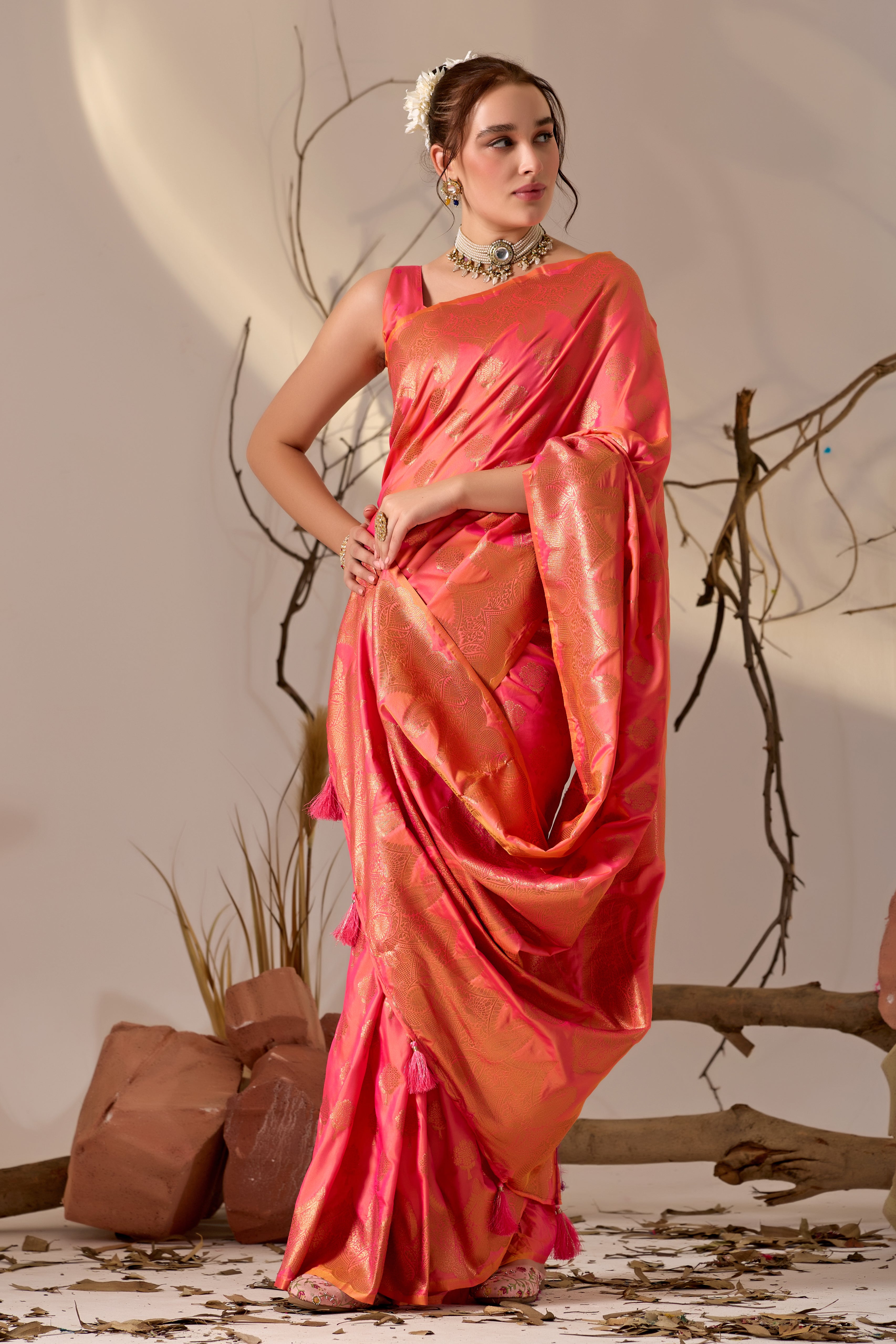 Charita Rose Banarasi Silk in Pink