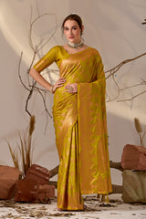 Charita Rose Banarasi Silk in Mahendi