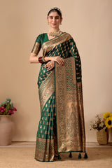 Tulip Banarasi Silk Saree in Bottle Green
