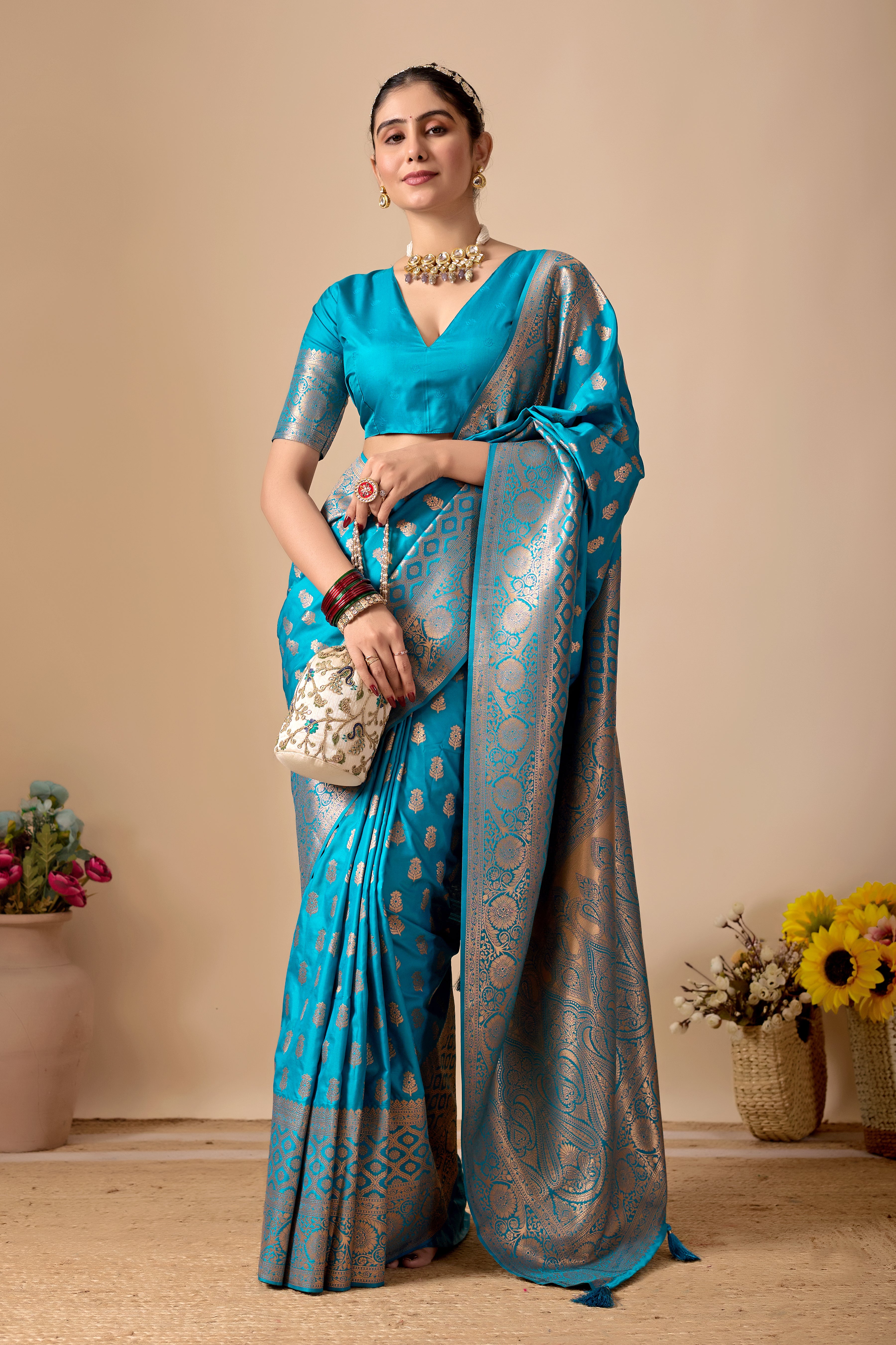Tulip Banarasi Silk Saree in Rama