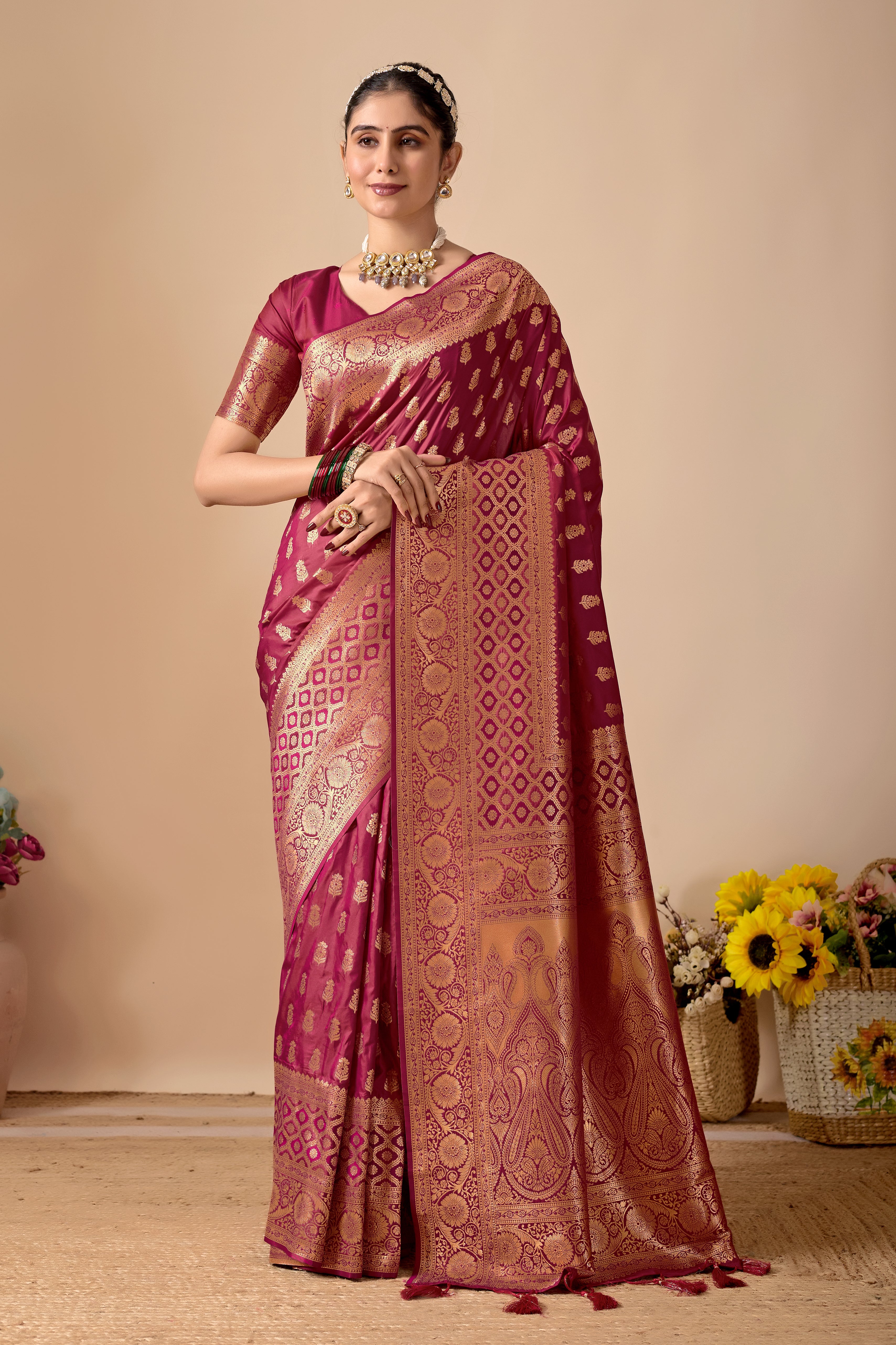 Tulip Banarasi Silk Saree in Wine